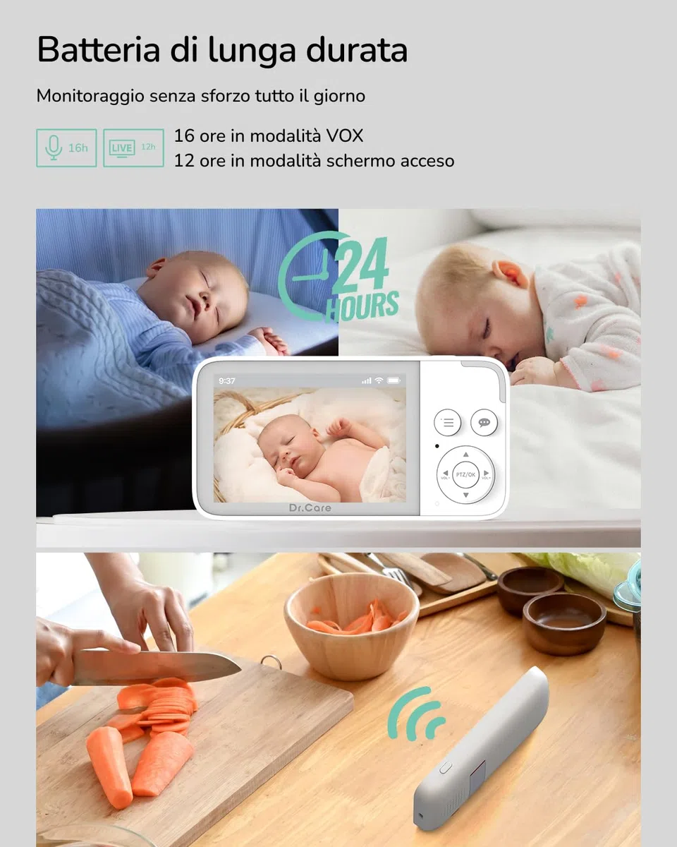 Dr.Care NeoView Baby Monitor Video e Audio, Schermo 3.5", Telecamera Bambini con Monitor, Audio Bidirezionale, Visione Notturna, VOX (Monitor 3.5" con 1 Telecamera)