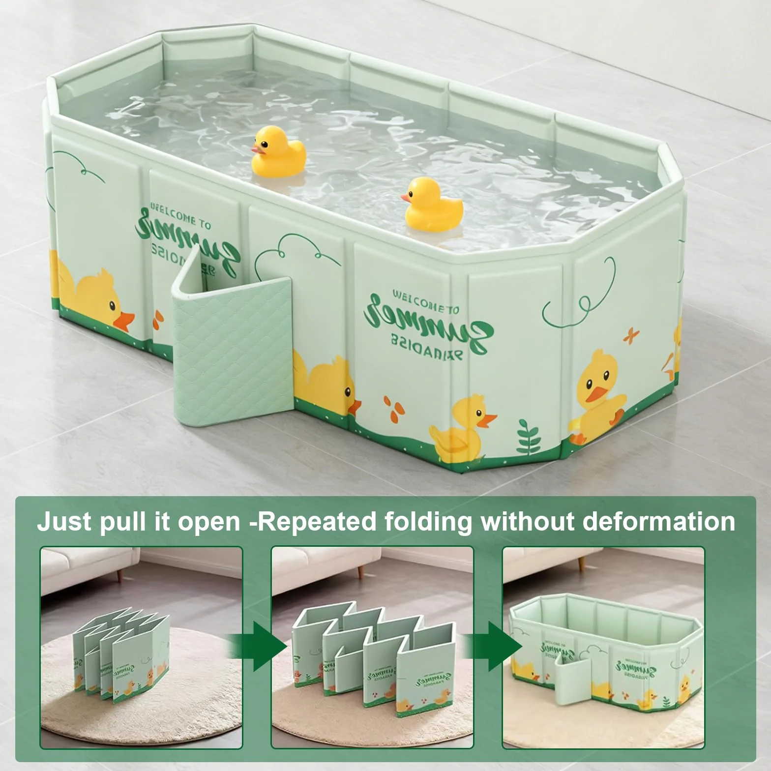 Vasca da Bagno Pieghevole per Bambini, Adatta da 0 a 8 Anni, Multiuso e Salvaspazio, Vaschetta Bagnetto Neonato Pieghevole con Tappo di Scolo, Vasca da Bagno Portatile per Bambini (blu)