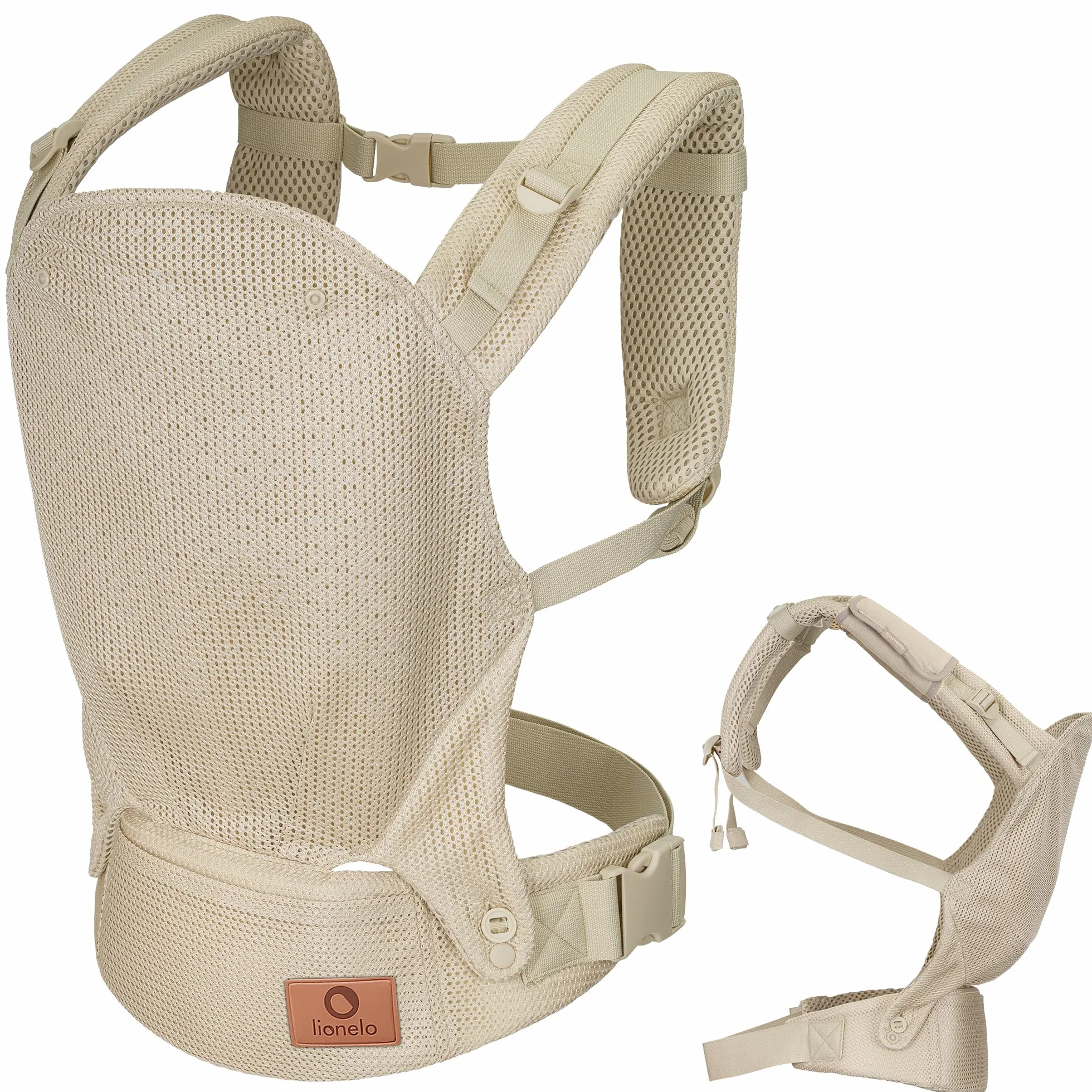 LIONELO Marsupio Ergonomico Neonato Margareet Air da 4 Mesi a 20 kg, 3 Posizioni Materiale Traspirante Cappuccio staccabile Doppia Protezione Marsupio per Bambini