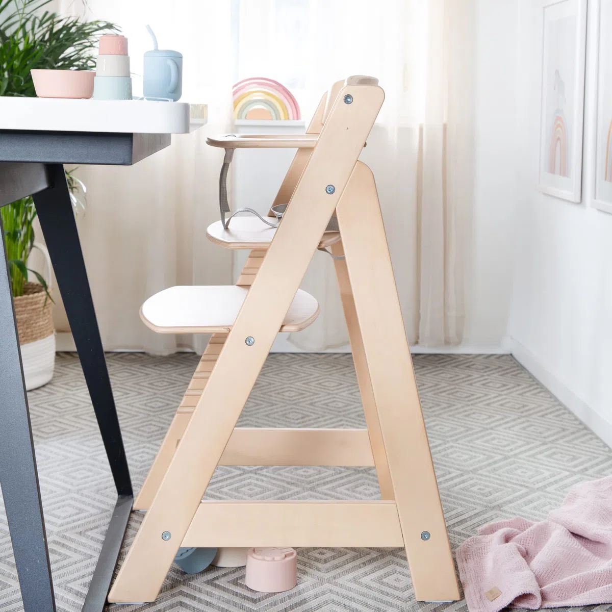 roba Seggiolone Evolutivo Sit Up Flex 2 in 1, Altezza Regolabile, dai 6 Mesi fino ai 70 kg, con Poggiapiedi, Robusto ed Ergonomico, Legno Naturale