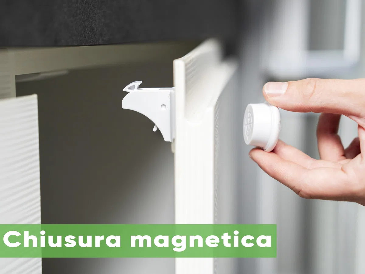 Blocca cassetti per bambini 8 Serrature + 2 Chiavi magnetiche, Chiusura cassetti per bambini, Magnetico Senza Viti Installazione Rapida con Biadesivo Invisibile