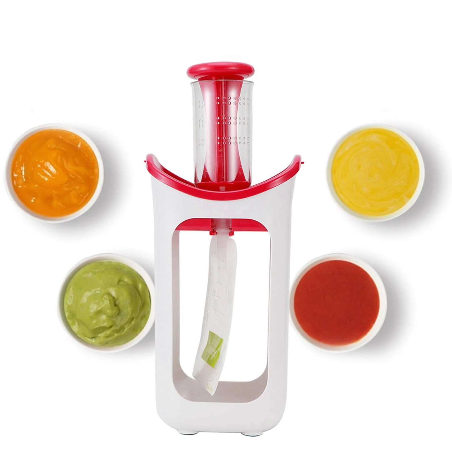 Squeeze Station Press & Sistema di Conservazione Sacchetti per Alimenti Portatili Rosy Red