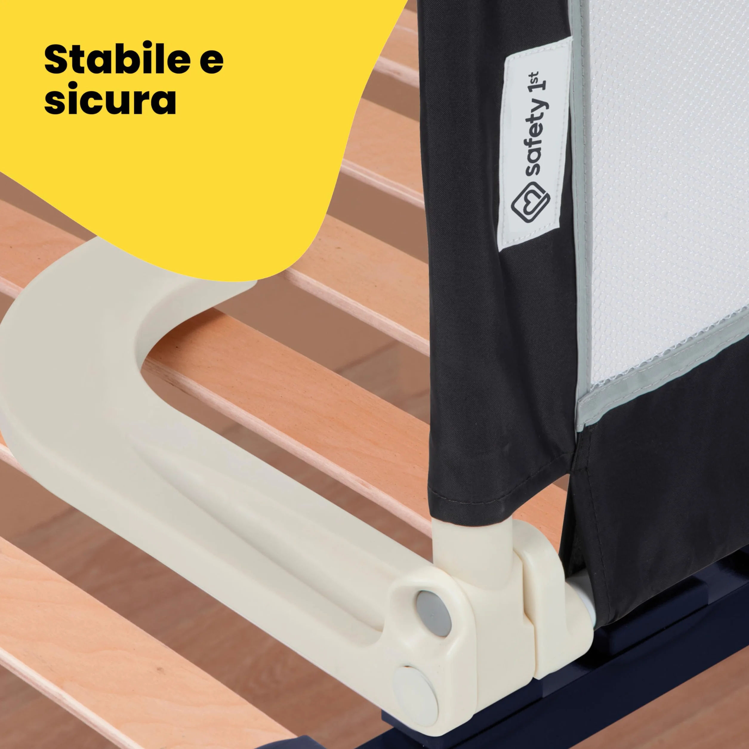 Safety 1st Sponda Letto Bambini da Viaggio Pieghevole Portatile, Barriera Letto 18 mesi-5 anni, Tessuto a rete, Nero