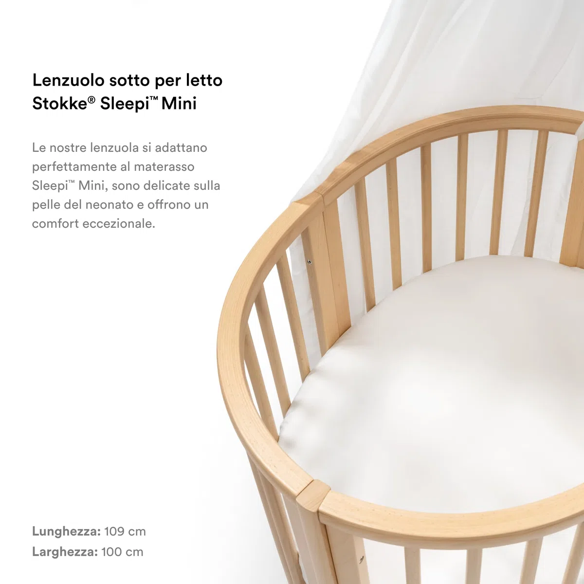 Stokke Lenzuolo sotto Sleepi Mini, Bianco - Morbide lenzuola per sogni dolcissimi - Per il materasso ovale Sleepi Mini - Sicuro, elegante e lavabile - 100% morbido percalle di cotone