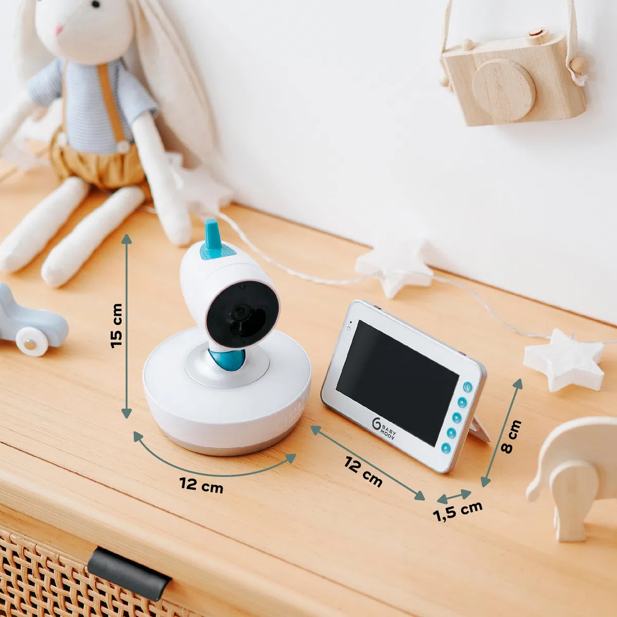 Babymoov Yoo Moov Baby Monitor Video Motorizzato 360°, Tutto in Uno, Bianco