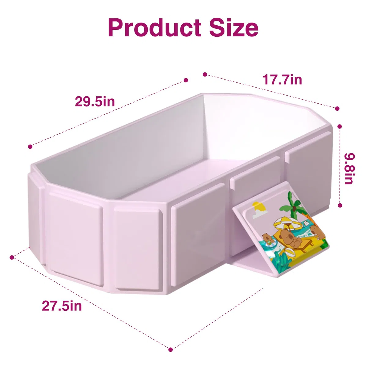 Vasca da bagno pieghevole portatile per bambini, 75 x 45 x 25 cm, adatta per 0-6 anni, rosa/verde menta (rosa)