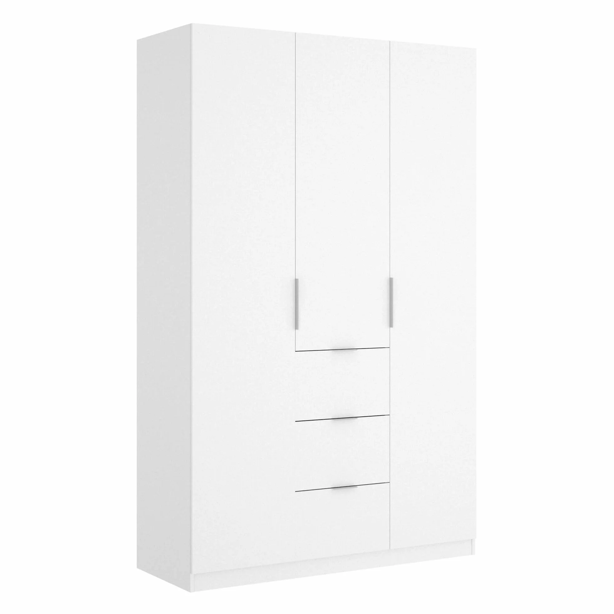 Dmora Guardaroba Falterona Armadio 3 ante battenti 3 cassetti 135x52h204 cm Bianco