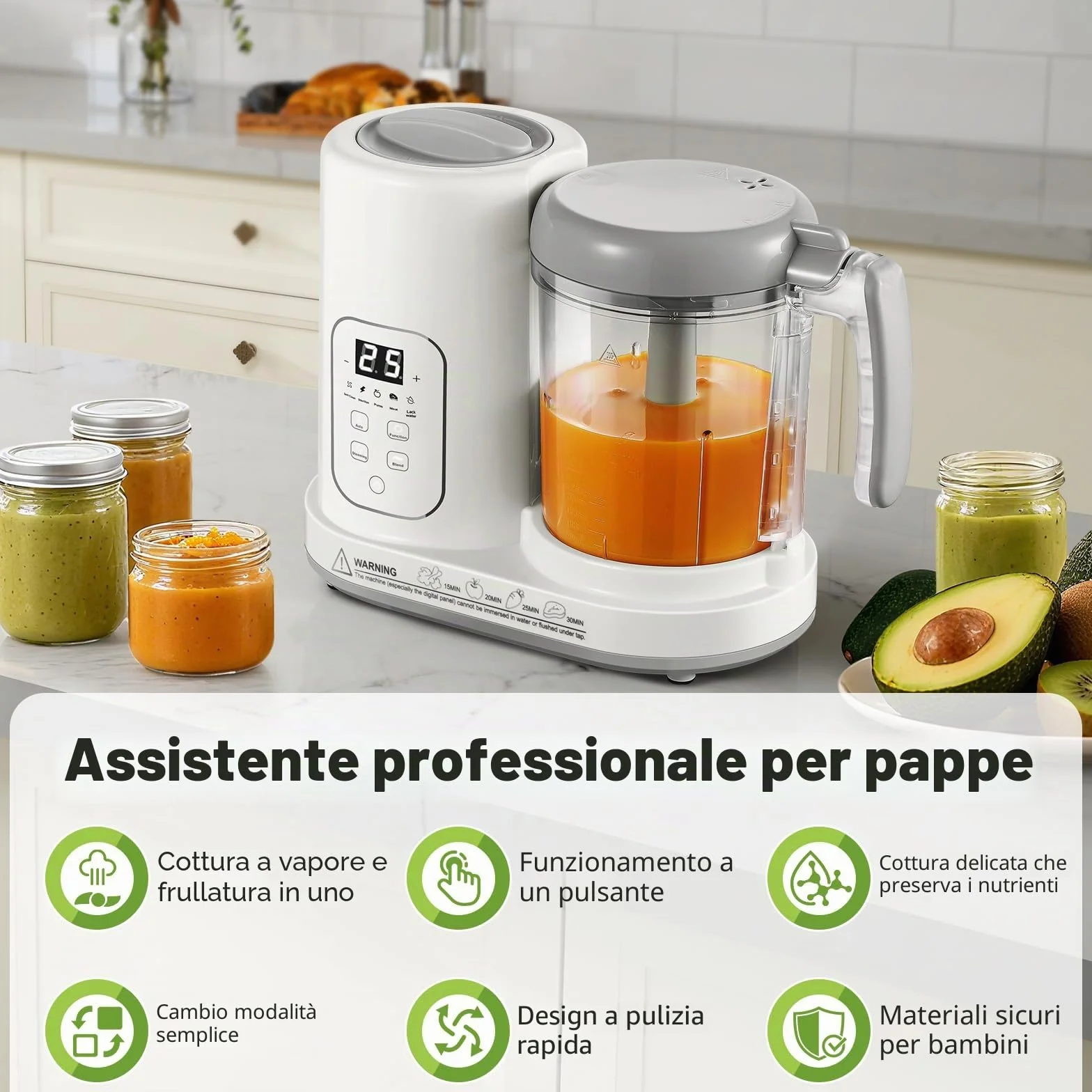 TopStrong Omogeneizzatore per Neonati Baby Food Maker Vapore Mixer Pulizia Automatica Riscalda Scongela