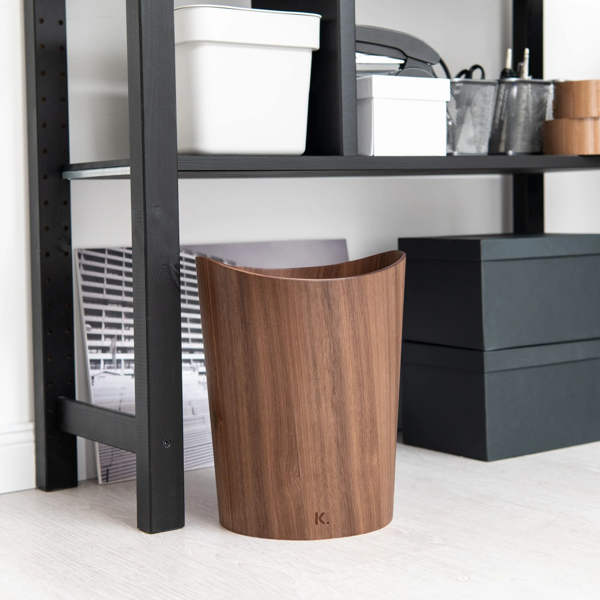 Kazai Cestino Gettacarte in Vero Legno Börje 9 Litri Noce