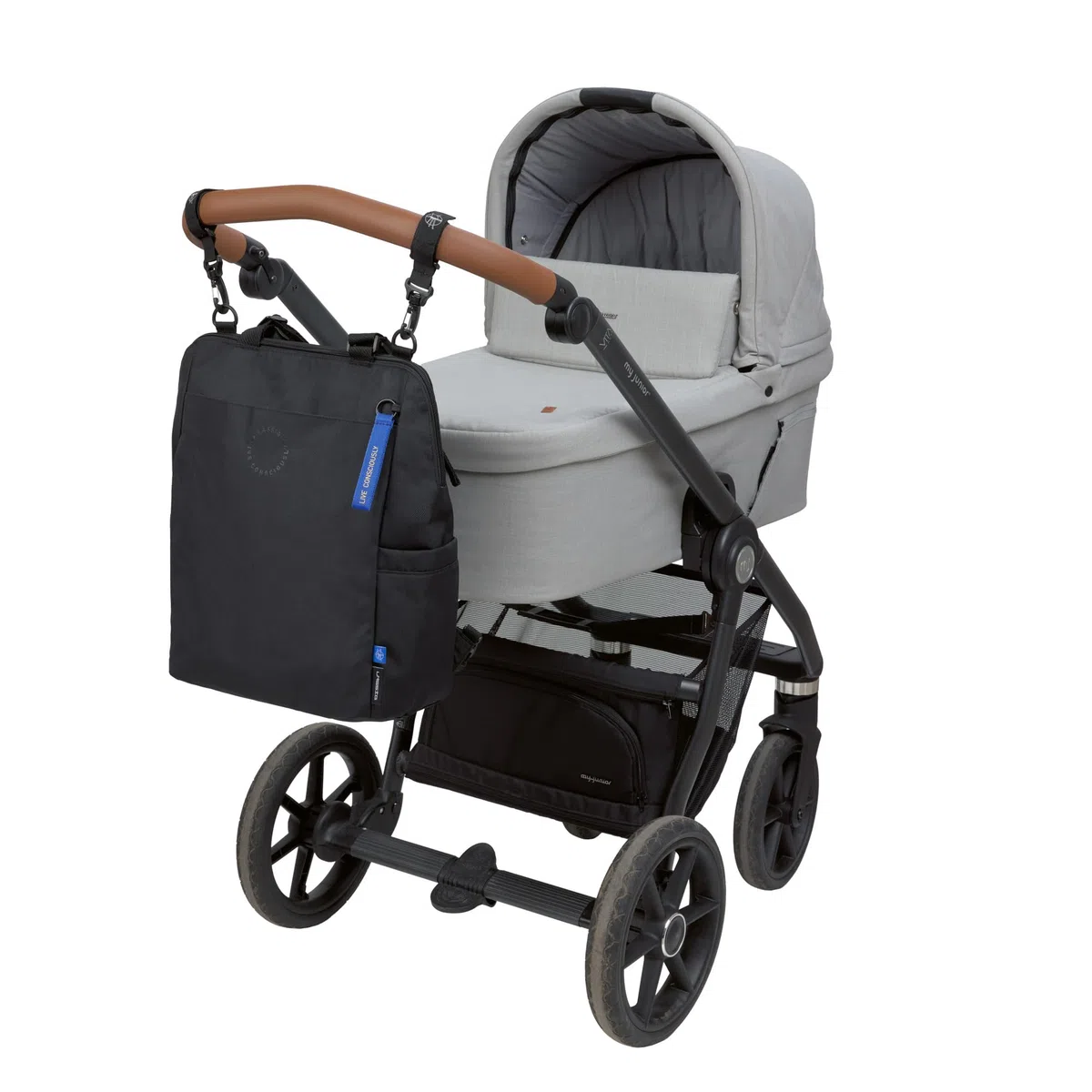 LÄSSIG Zaino fasciatoio per neonati con fasciatoio, attacco per carrozzina, tasca in rete/GRE Conversion Backpack