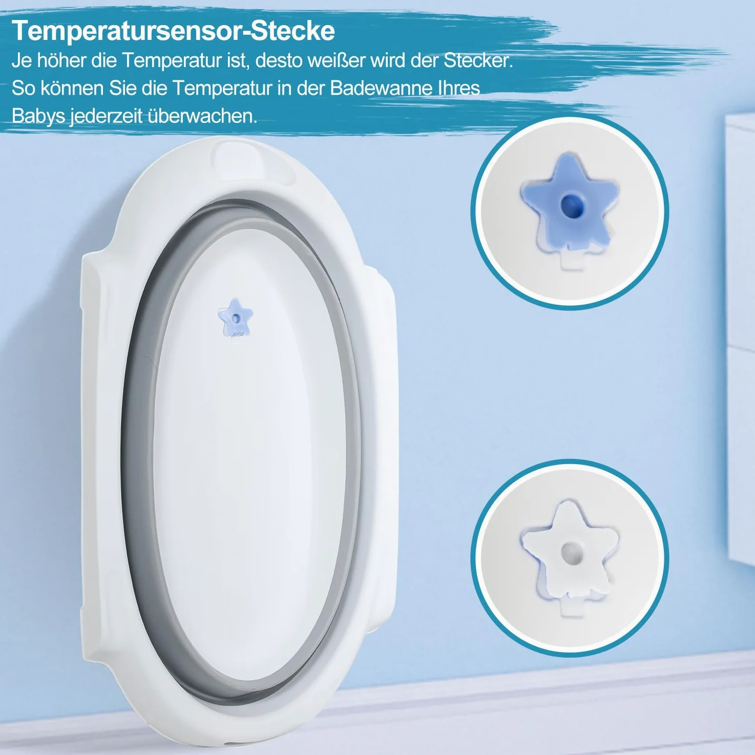 Ikodm Vasca da Bagno per Neonati con Supporto, Vasca da Bagno con Tappetino da Bagno, Scarico, Supporto, Vasca da Bagno Pieghevole, Vasca per Bambini con Supporto Sicura per il Tuo Neonato - Vasca da