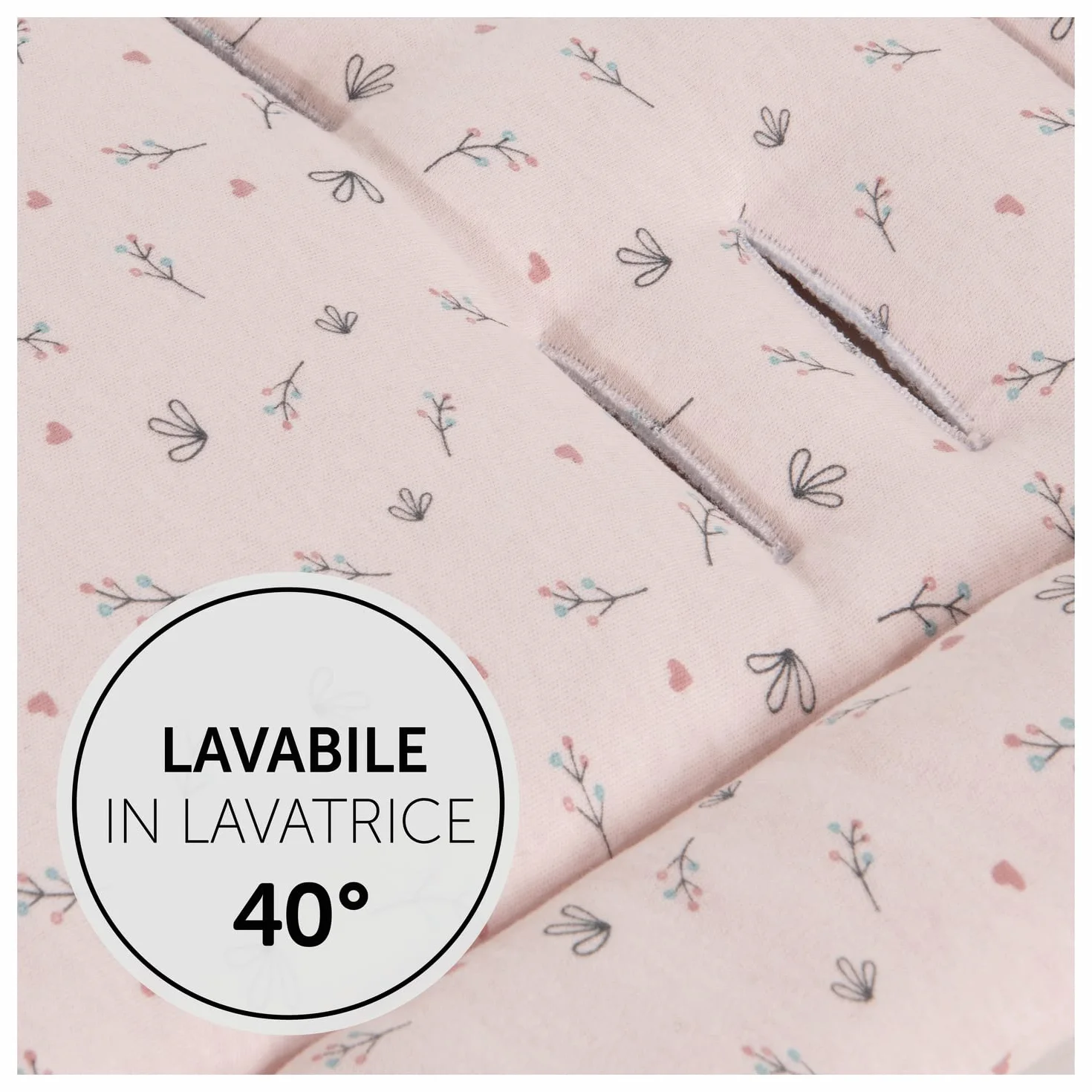 hauck Copriseduta Passeggino e Rimorchio Bici Universale, Fiori Rosa - Protezione Seduta Imbottita, Rivestimento in Cotone, Compatibile con Cintura 5 Punti