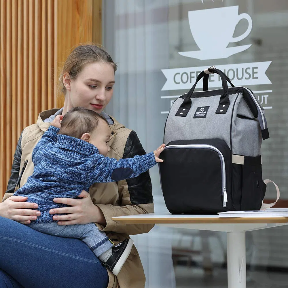 Hafmall Zaino Fasciatoio Impermeabile da Viaggio Zaino, Elegante Grande Capacità Borsa Fasciatoio con Pannolino Tappetino e Ganci per Passeggino