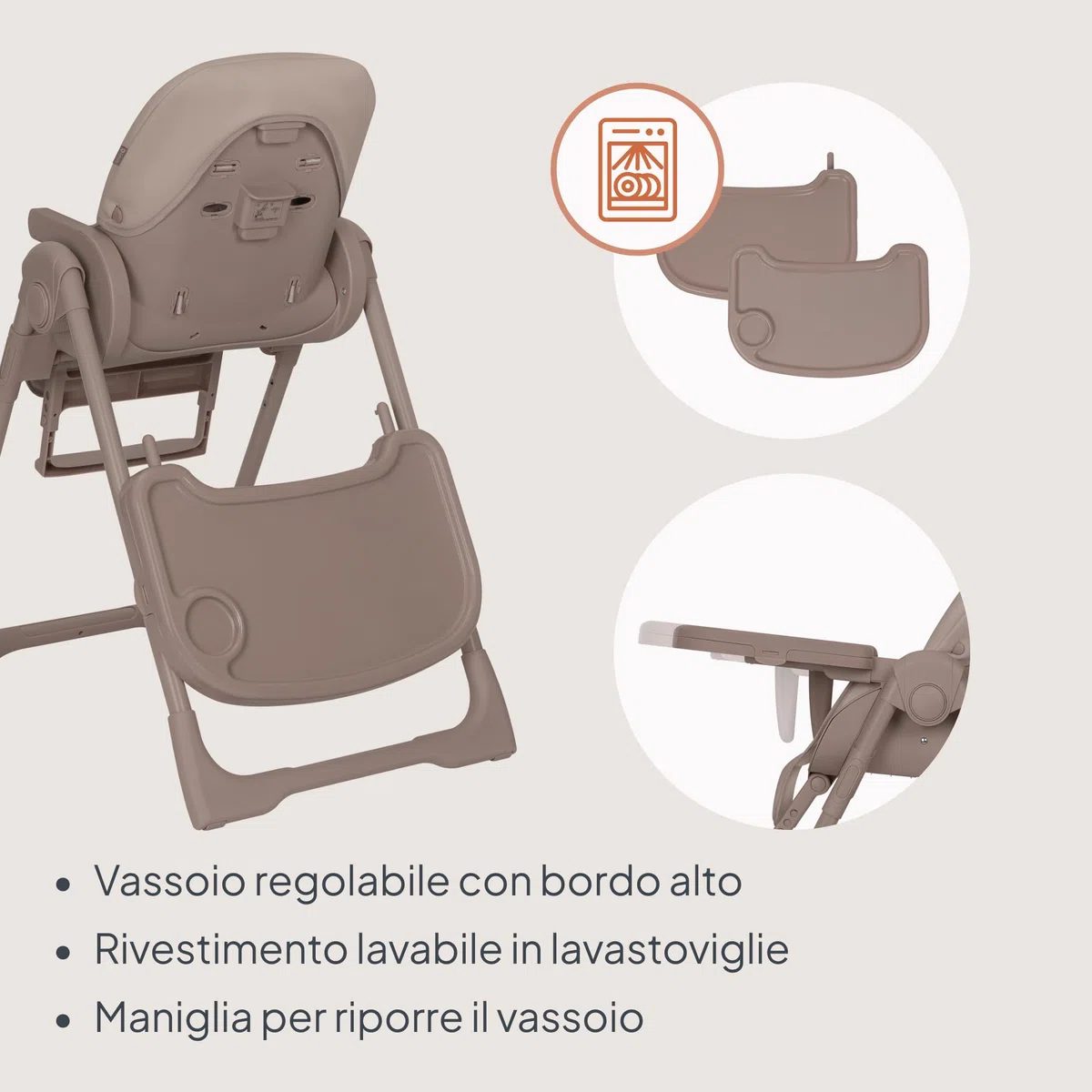 Lionelo Linn Plus Seggiolone Pappa Regolabile 2in1 Fino a 15 kg, Sedia con Funzione Sdraietta Dalla Nascita, Pieghevole, Ruote, Regolazione con una Mano, 6 Altezze, 3 Posizioni, Vassoio Lavastoviglie