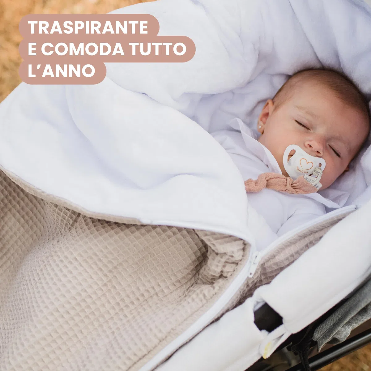 MIMUSELINA Sacco Nanna Invernale 0-6 Mesi Universale | Per Passeggino, Culla e Ovetto | Copertina Neonato Invernale Cotone Morbido e Caldo | 2 in 1: Sacco 92x46 cm o Coperta 92x92 cm