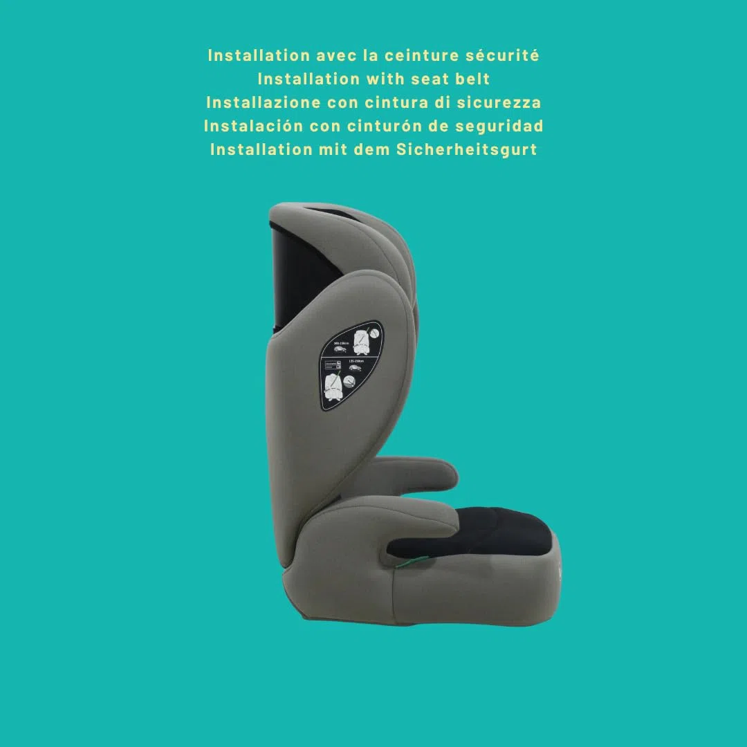 NANIA Belem, Seggiolino auto, 2 in 1, i-Size, 100-150 cm, da 3,5 a 12 anni, da 15 a 36 kg, cintura di sicurezza a 3 punti, Protezioni laterali, Poggiatesta Regolabile 9 Posizioni-non reclinabile