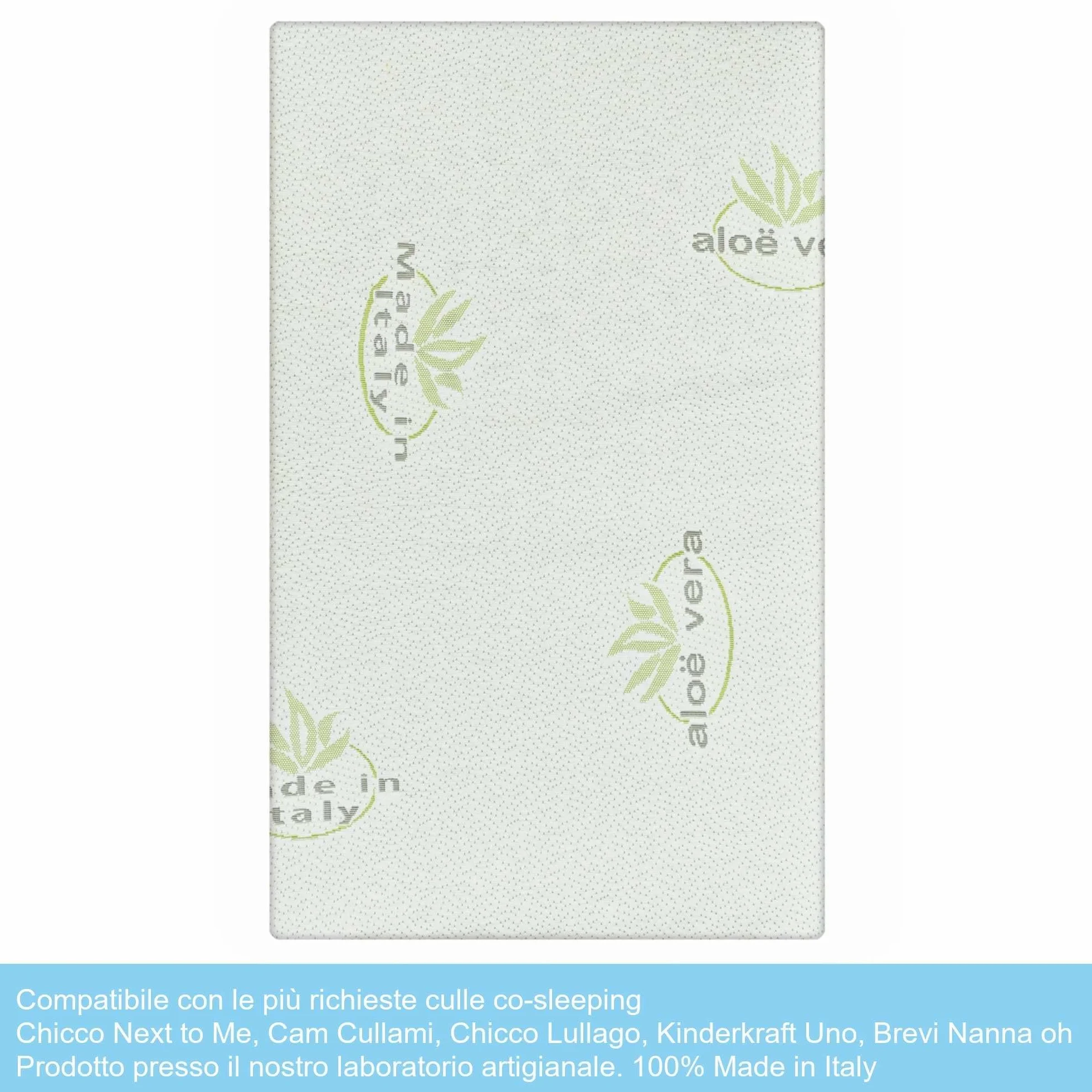 Babysanity Materasso Next To Me Aloe Sfoderabile Antisoffoco con Fori a Norma EN16890:2017 Chicco Lullago Kinderkraft Uno Jane Baby Side Cam Cullami Close To Me Brevi Nanna Oh Misure 83x50x6cm (Aloe)