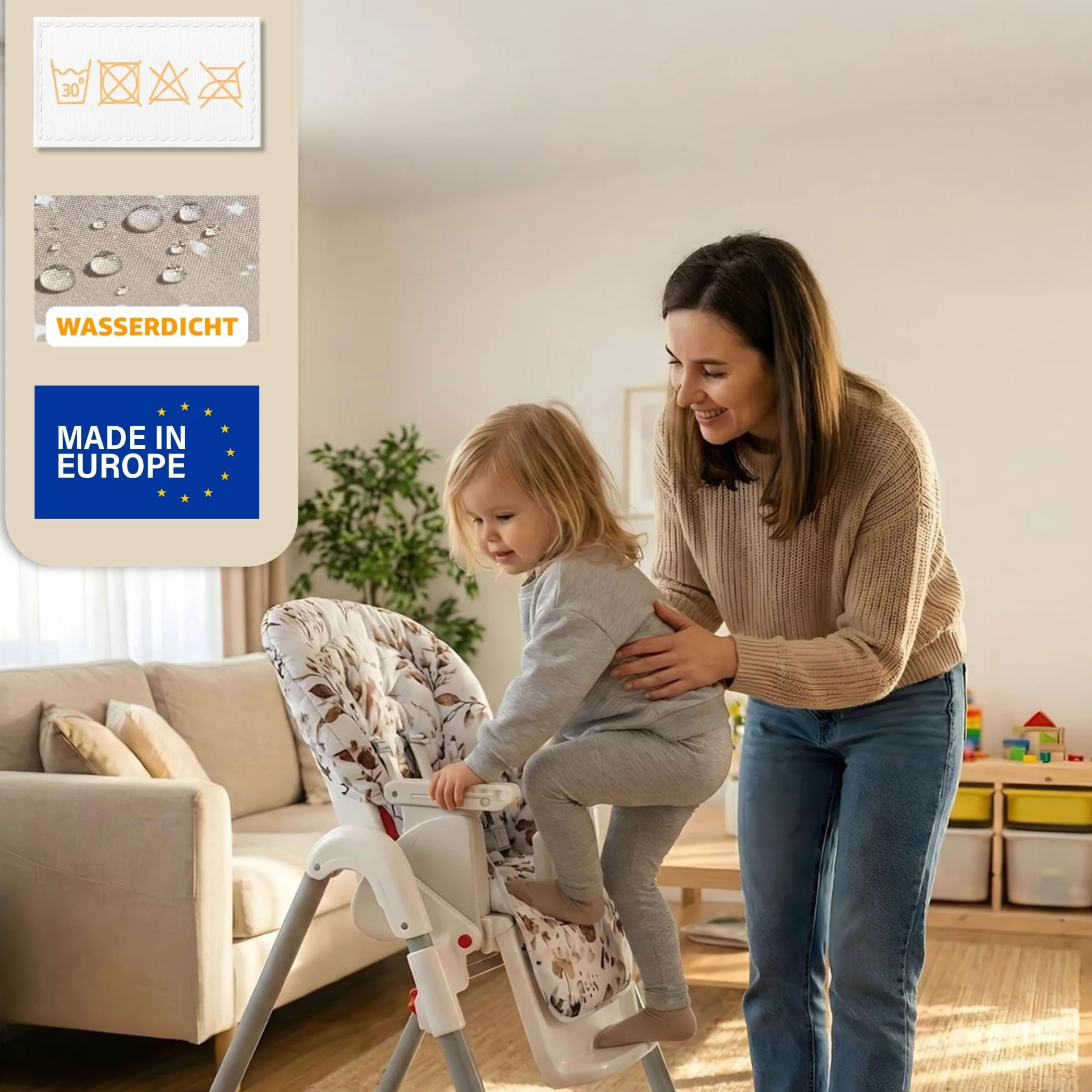 Copri seggiolone pappa universale Oeko-Tex Safari impermeabile cuscino imbottitura riduttore per sedia