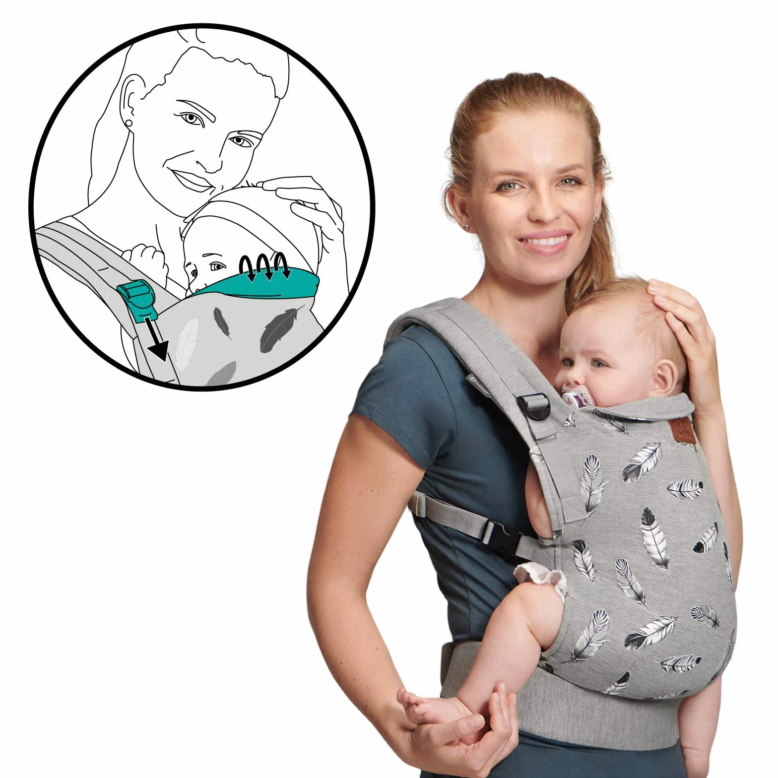 kk Kinderkraft Marsupio Ergonomico Milo, Leggero, Ventrale e Dorsale, Regolabile, Per Bambini da 3 Mesi Fino 20 Kg, Grigio