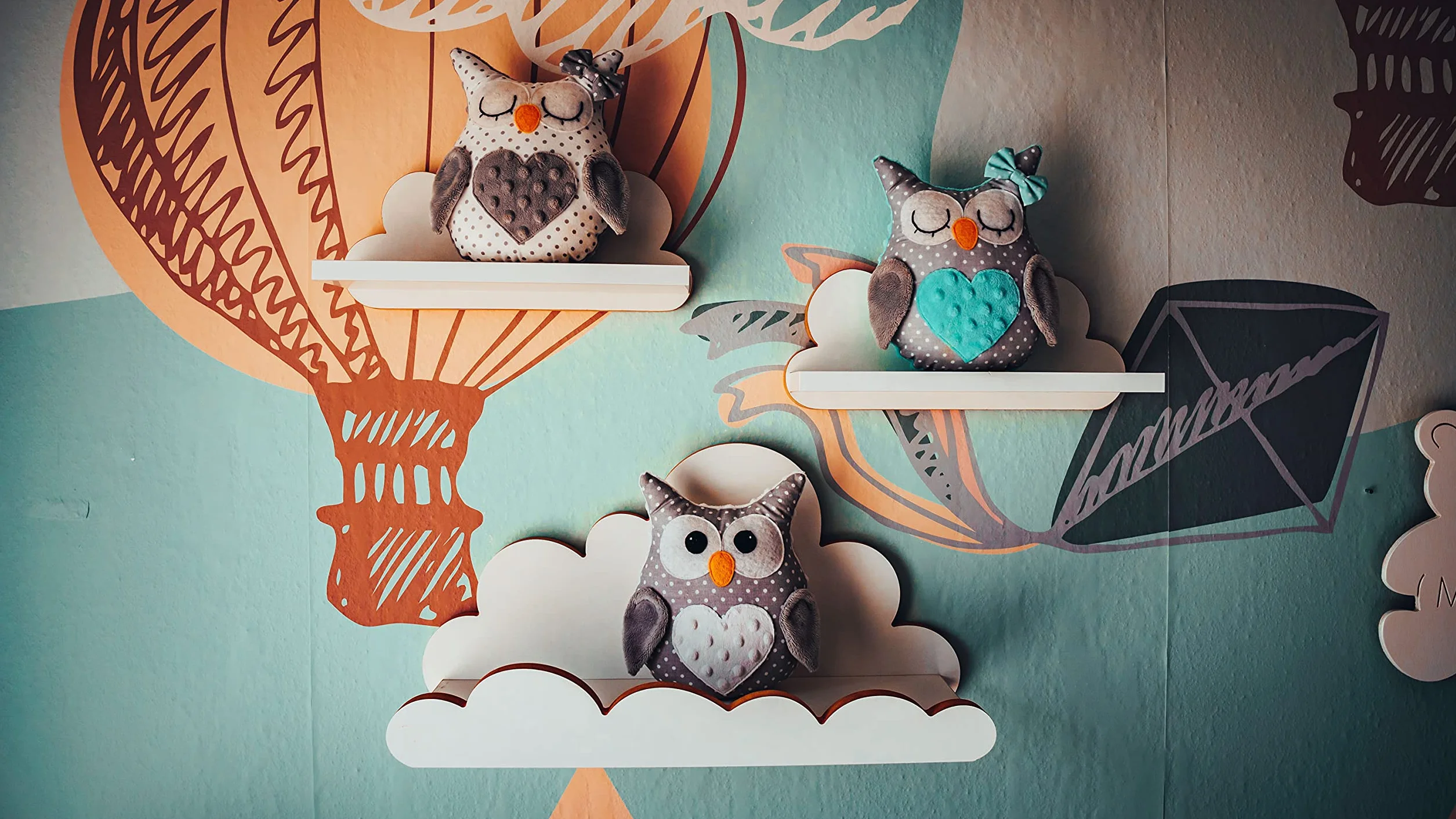 Scaffale a nuvola per cameretta bambini 3 pezzi mensola parete bianco legno stile scandinavo decorazione con kit