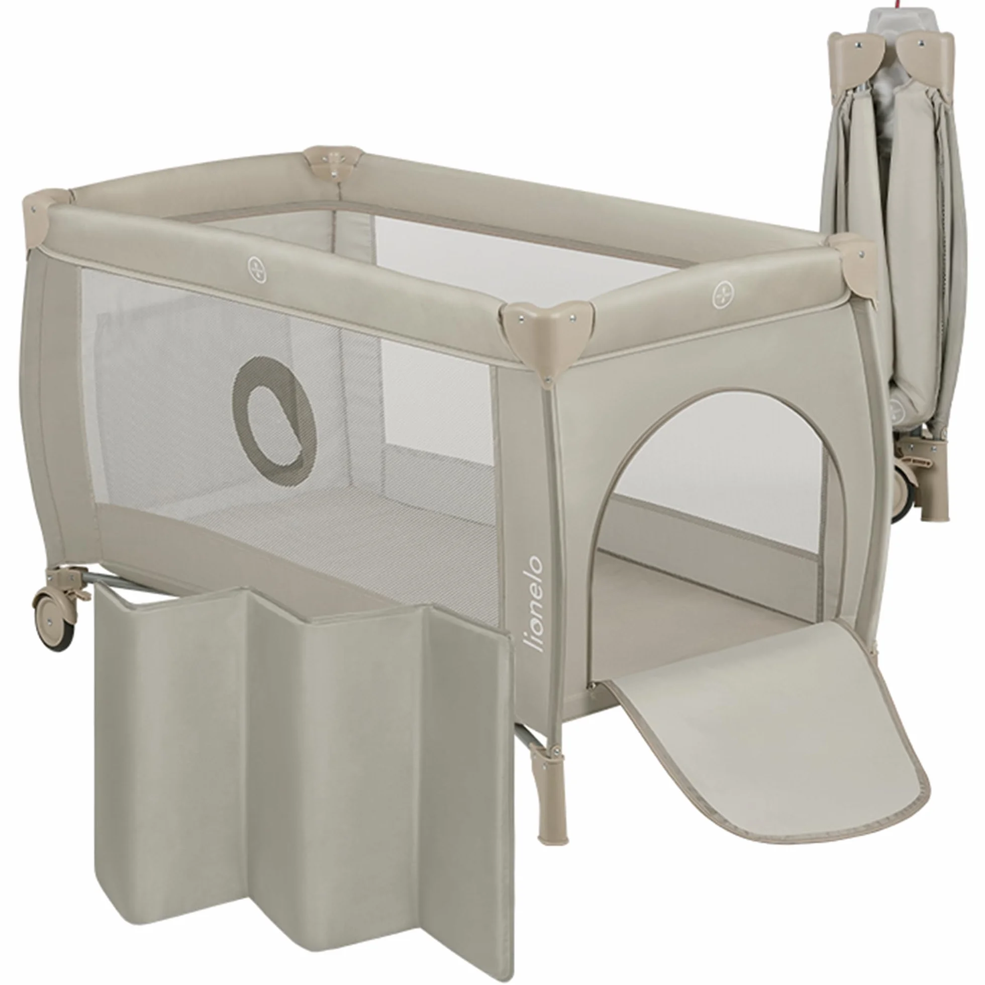 LIONELO STEFI PLUS Lettino da Viaggio Pieghevole 129x71x77cm per Bambini 0-3 Anni con Materasso 2 Livelli
