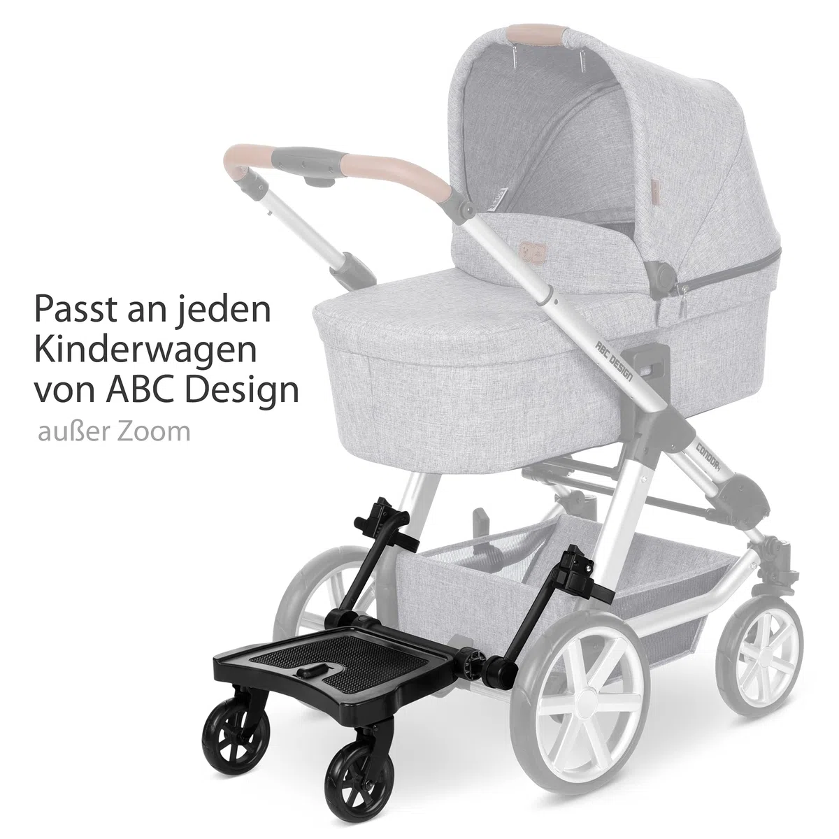 Kiddie Ride On 2 ABC Design - per passeggini - fino a 20 kg - Colore: nero