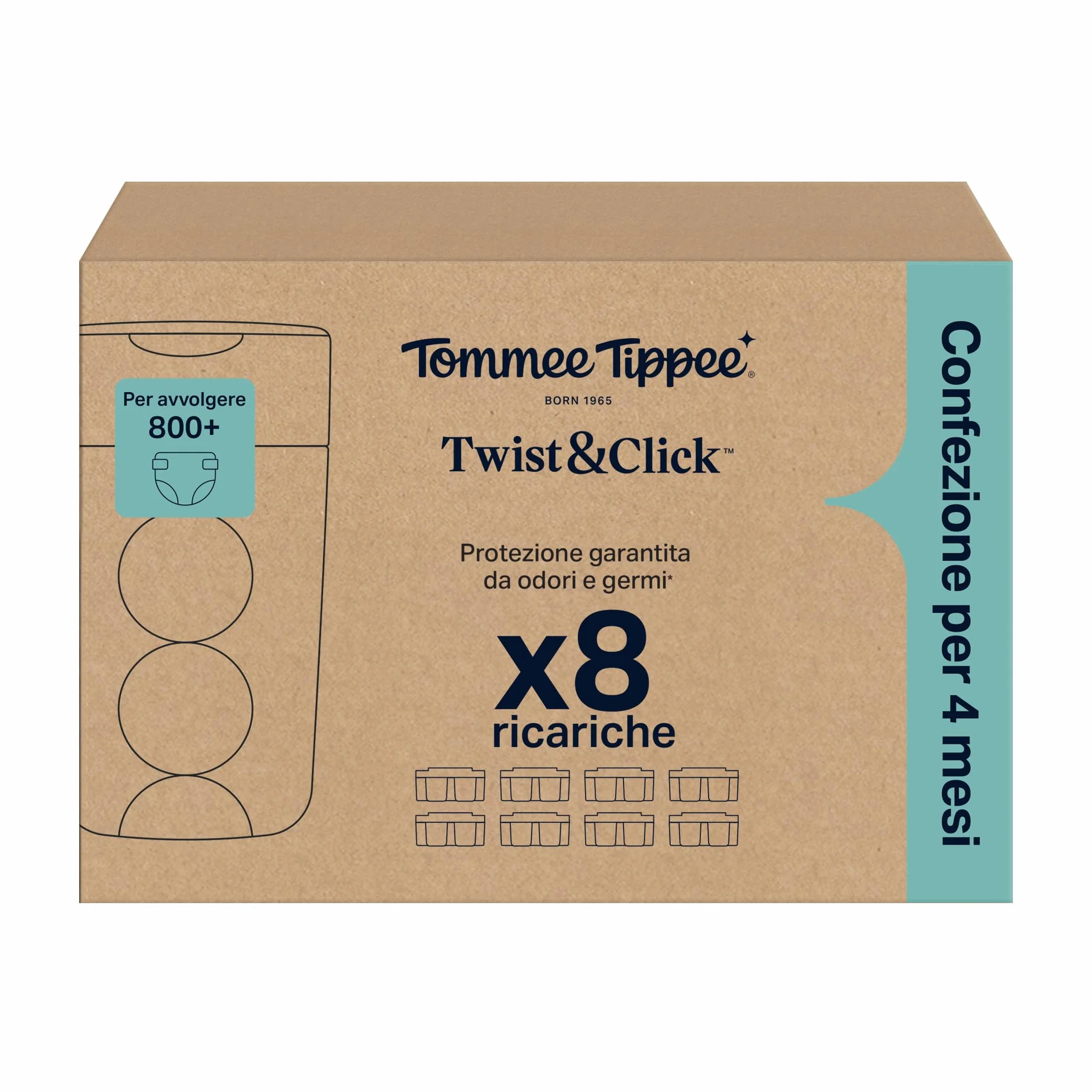 Tommee Tippee Ricariche Originali Twist & Click Advanced 8 X 10,5 m