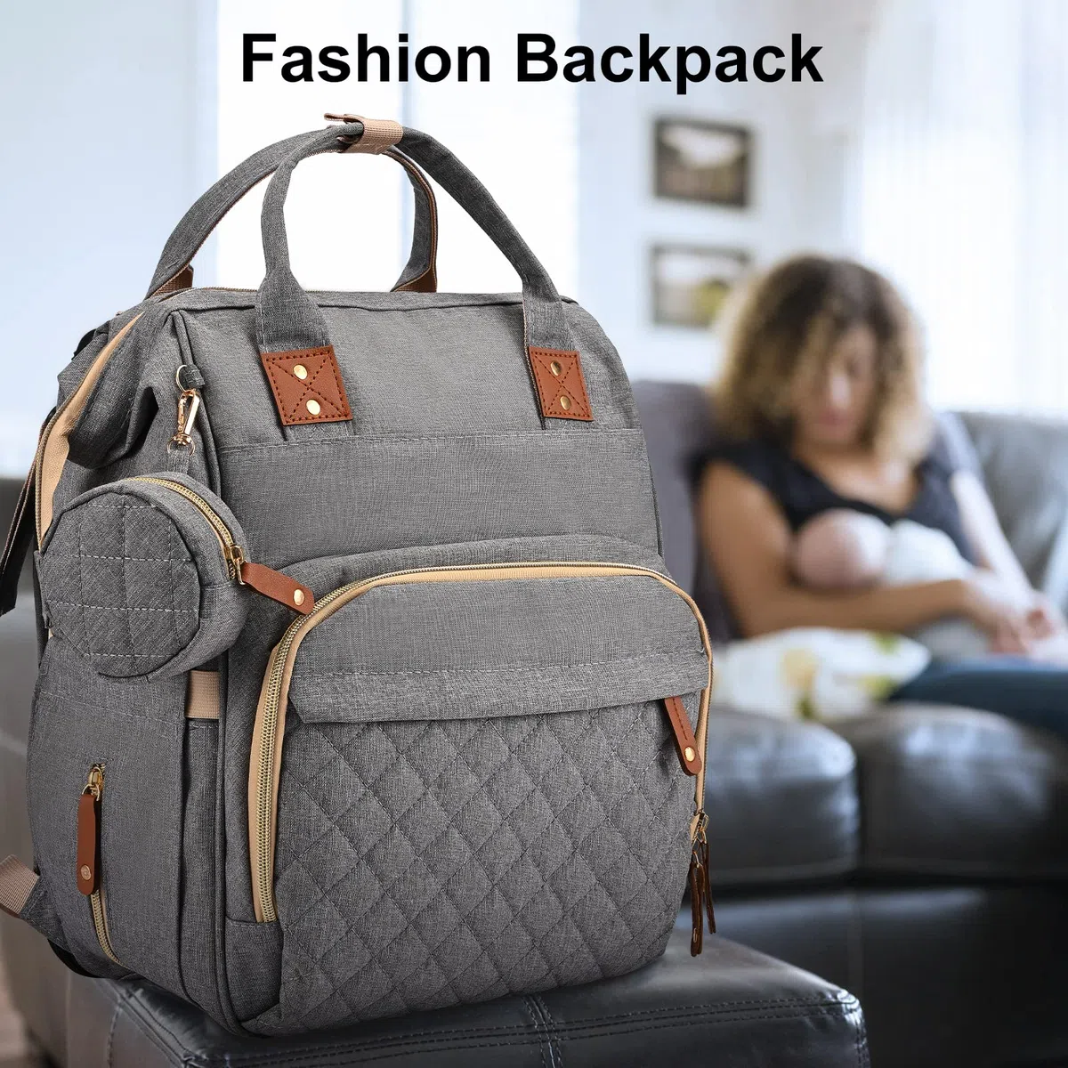 Towwoo Zaino Mamma Multifunzione, 35L Zaino Fasciatoio Neonato Portatile con Lettino Pieghevole, Grande Capacità Cambio Neonato Impermeabile per Bebè Passeggino, Porta di Ricarica USB