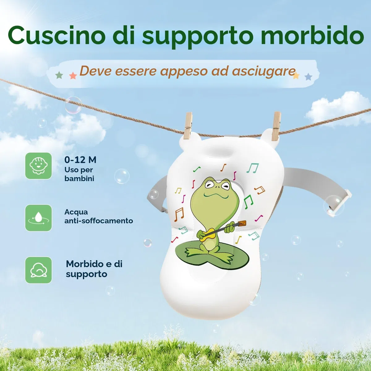 COOSEYA Vasca Neonato Bagnetto, Vasca Neonato Con Supporto Da Bagno Gratuito, Verde