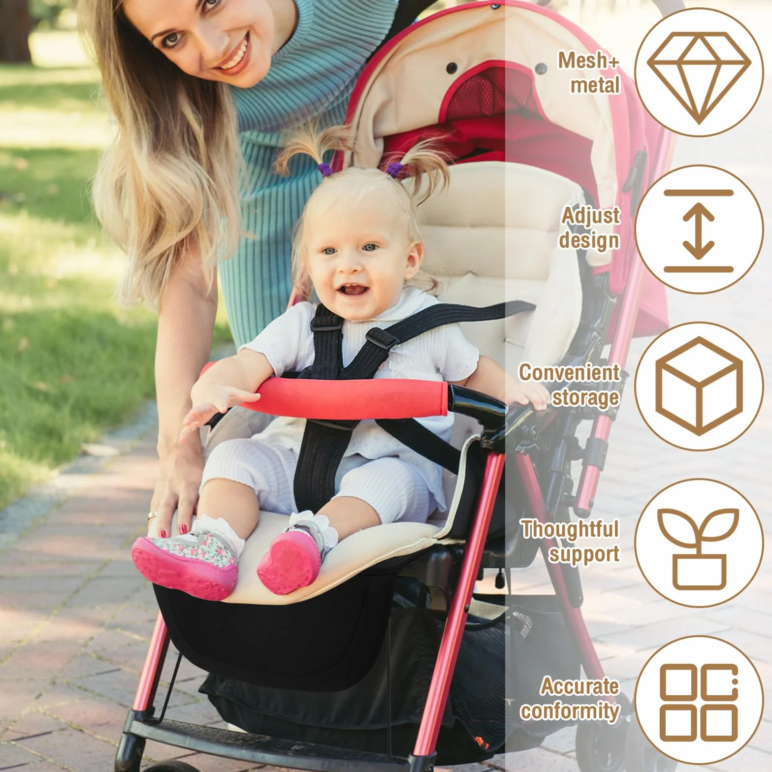Passeggino Gamba,Poggiapiedi Esteso Pedale Sedile Esteso Traspirante Durevole Poggiapiedi Passeggino Accessori Per AER+/AER Bambino Bambini Pram (nero)