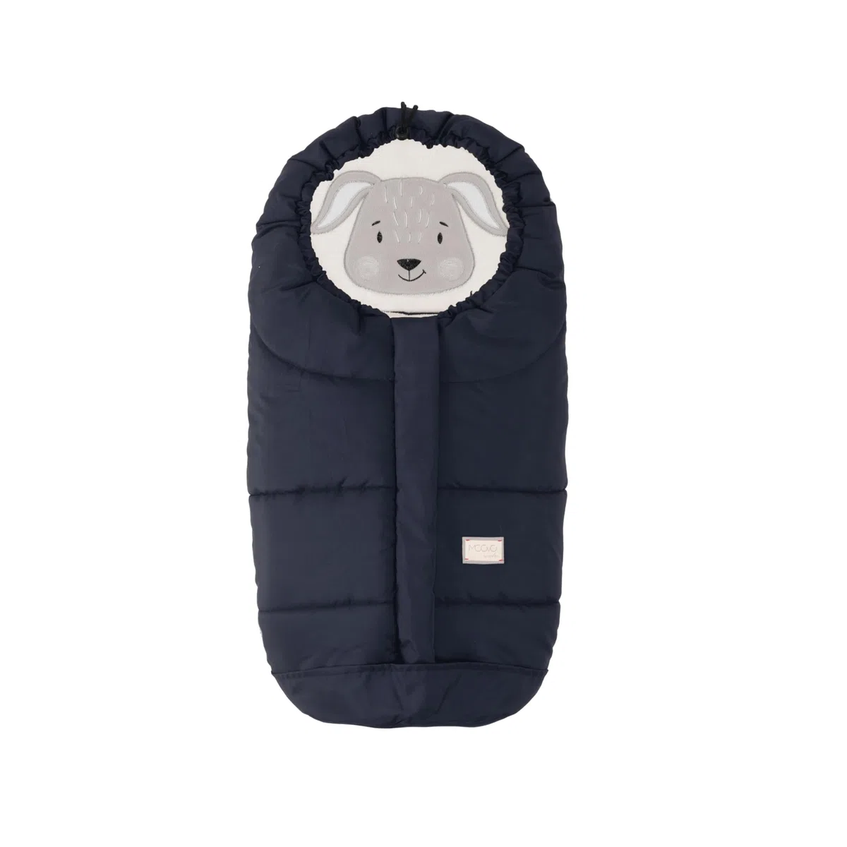 Nuvita 9205 Ovetto Cuccioli | Sacco Universale per Seggiolini Auto con Animaletti | Perfetto per Bambini da 0 a 6 Mesi (80 cm) | Resistente al Freddo fino a -10°C | Blu Notte