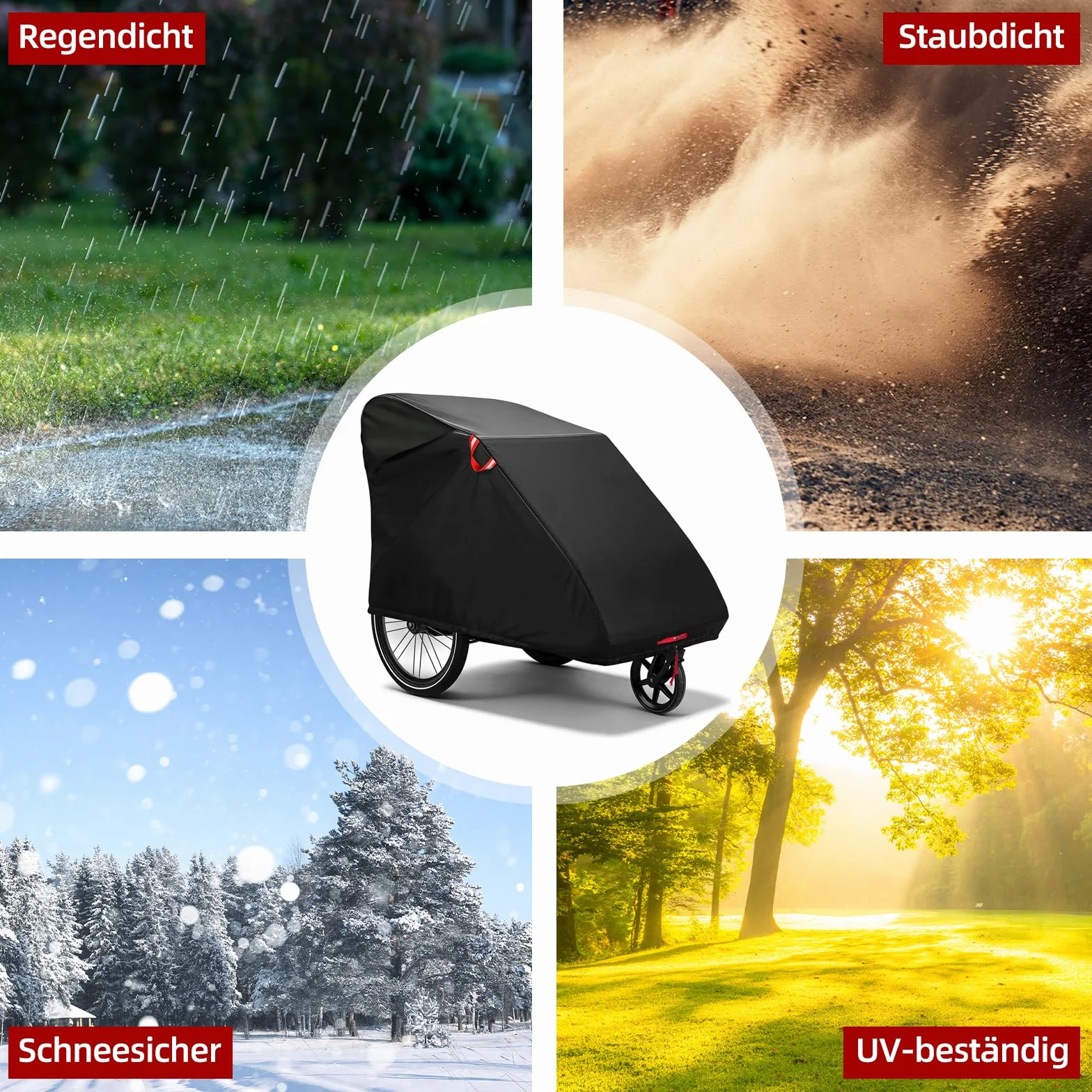 Parapioggia per bicicletta 98x90x98 cm impermeabile tessuto Oxford 420D nero