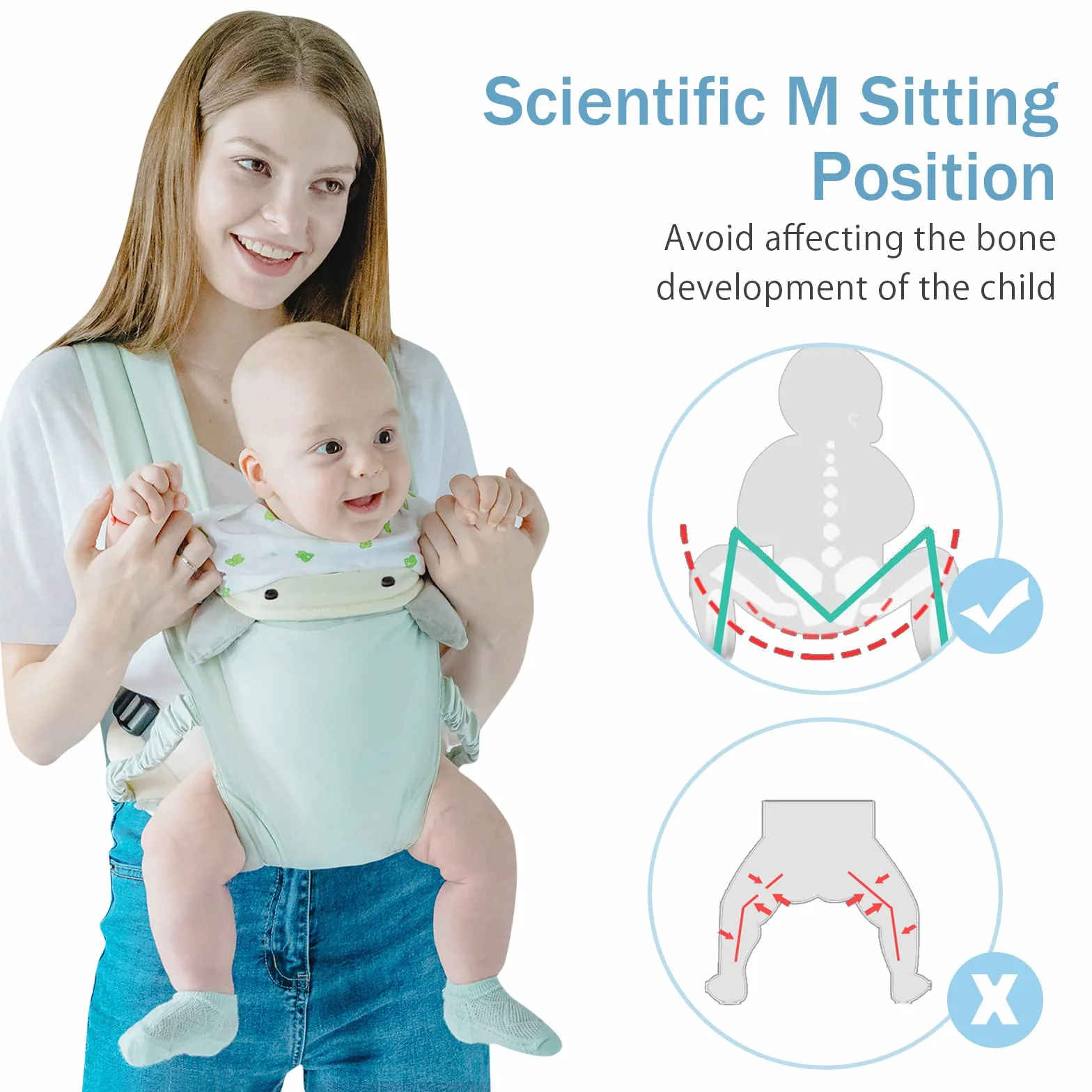 SONARIN 4-in-1 Marsupio Neonati Leggero,Morbido Cotone Portantina Bebè Traspirante Porta Bambino Ergonomico,Regolabile per Neonati e Bambini 0-36 Mesi,Tutte le Posizioni(Grigio)
