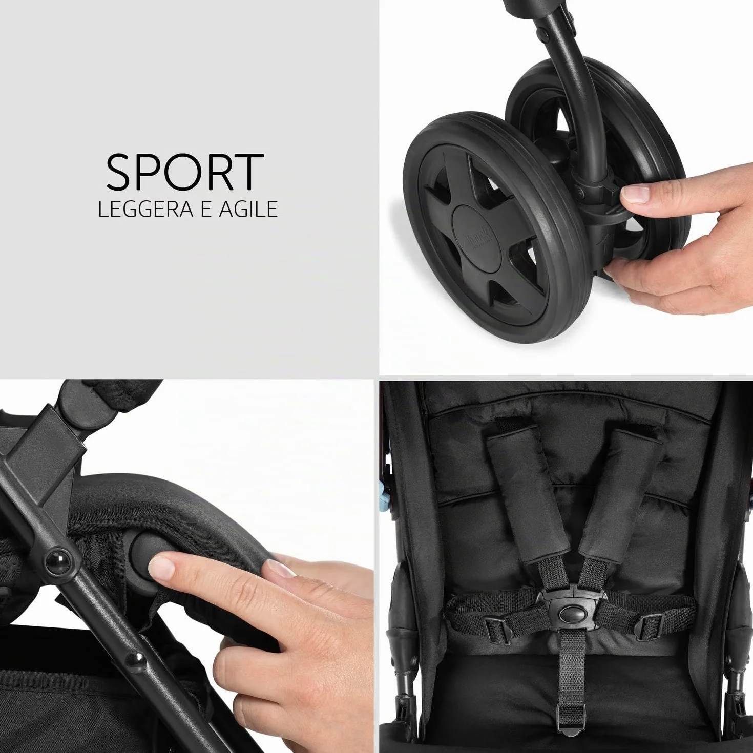 Hauck Passeggino Sport Leggero 5.9 kg Pieghevole Cesto Portaoggetti Posizione Nanna Cappota Parasole 18 kg Blu