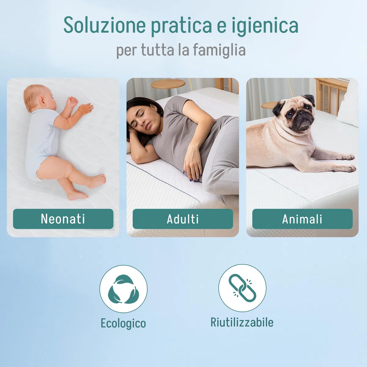 Coprimaterassi matrimoniale impermeabile. Traverse letto anziani lavabili. Panno per l’incontinenza: alato. Protezione impermeabile per Incontinenza - assorbente 3,15 litri/m². 135 x 85 cm - (pack x2)
