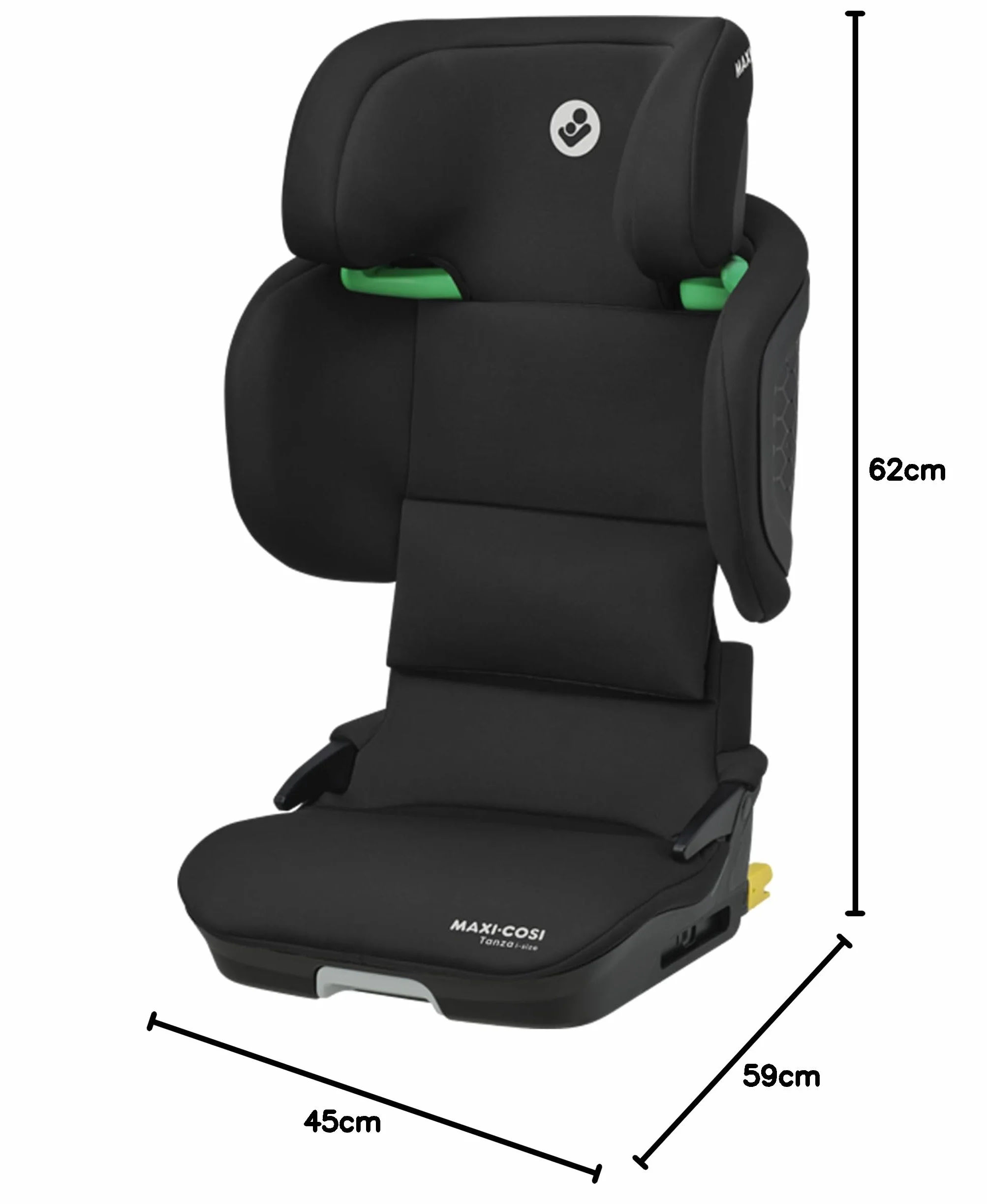 Maxi-Cosi Tanza i-Size Seggiolino auto per bambini 3,5-12 anni, 100-150 cm, Isofix, Seggiolino auto pieghevole compatto, Regolabile in altezza, Protezione dagli impatti laterali G-CELL, Full Black