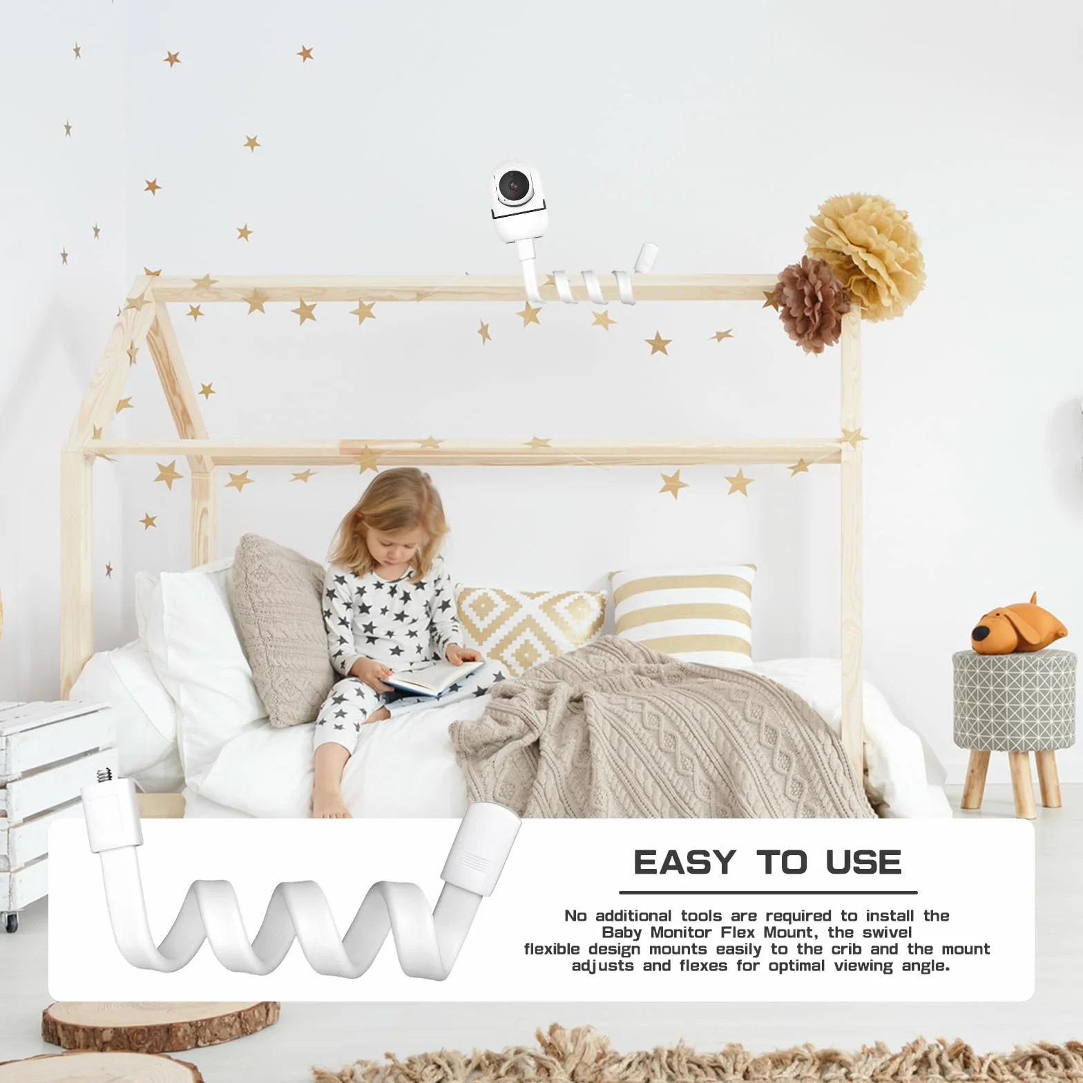 Supporto Baby Monitor Universale Bianco per Culla Rierousy