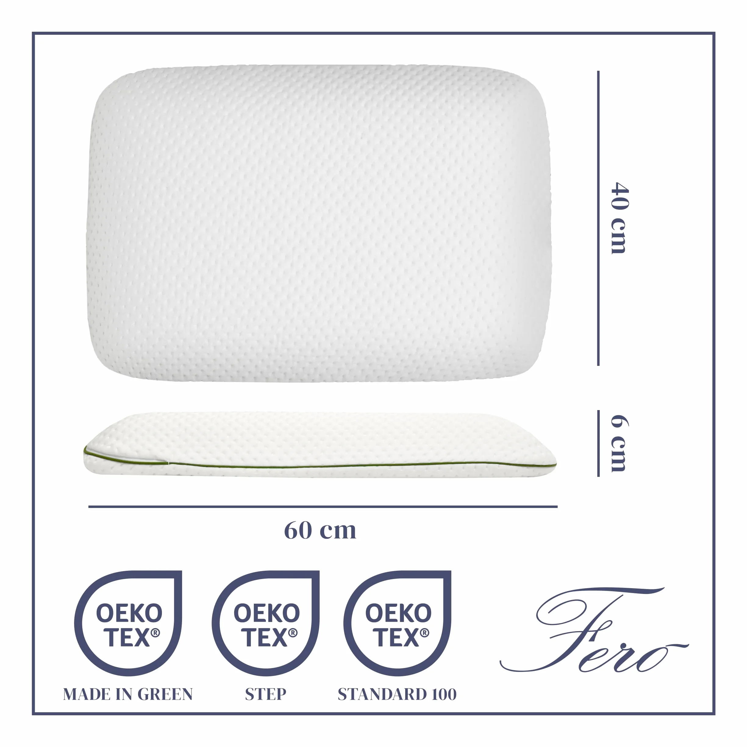Ferò Cuscino Lettino Bambino 60x40x6 in TENCEL Ipoallergenico – Cuscino bambino 2 anni in su - Comfort e Sicurezza per il Sonno Tranquillo – Morbido e Traspirante Memory Foam Naturale OEKO-TEX