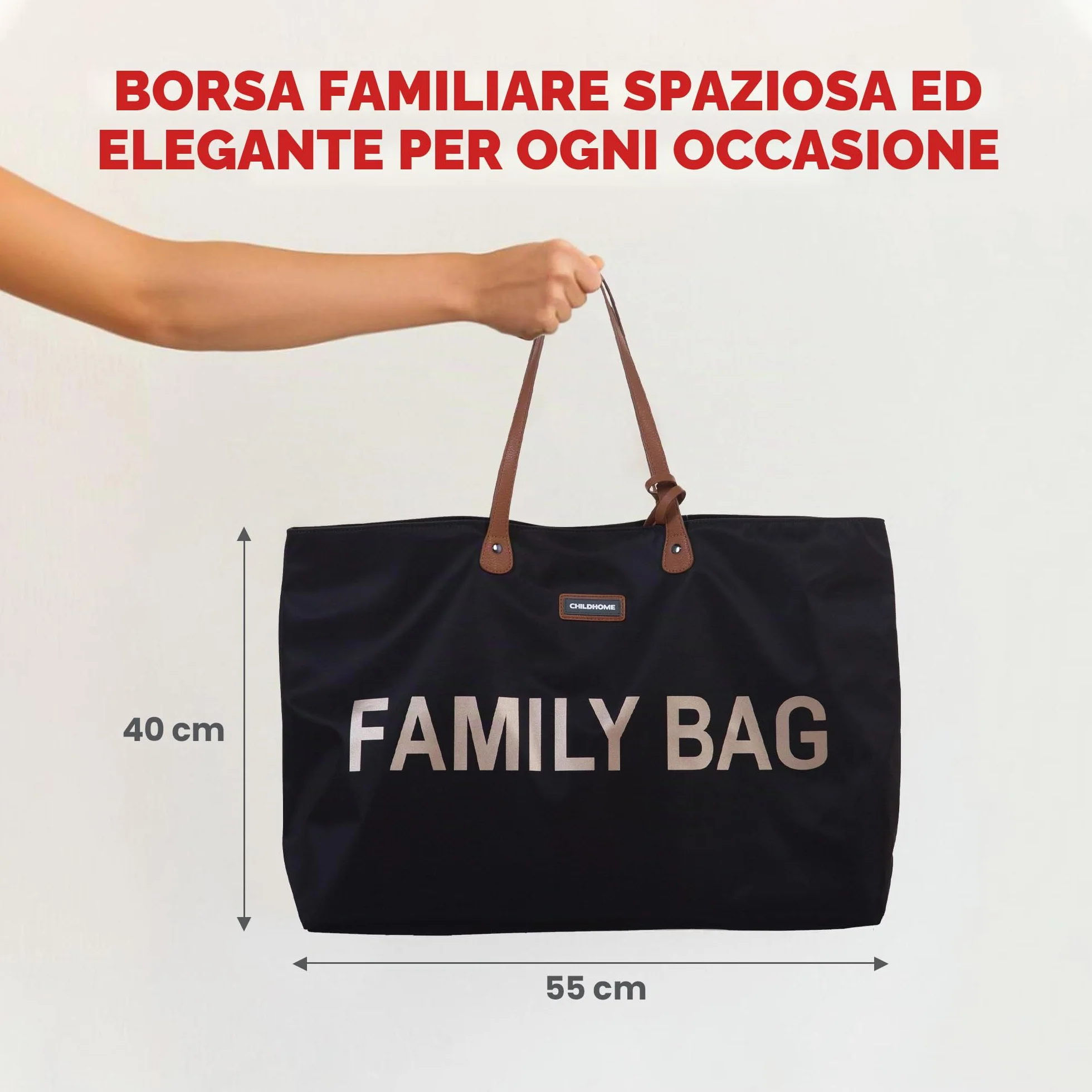 CHILDHOME Family Bag Borsa Fasciatoio Borsa da Viaggio Weekend Grande Capacità Nero e Oro