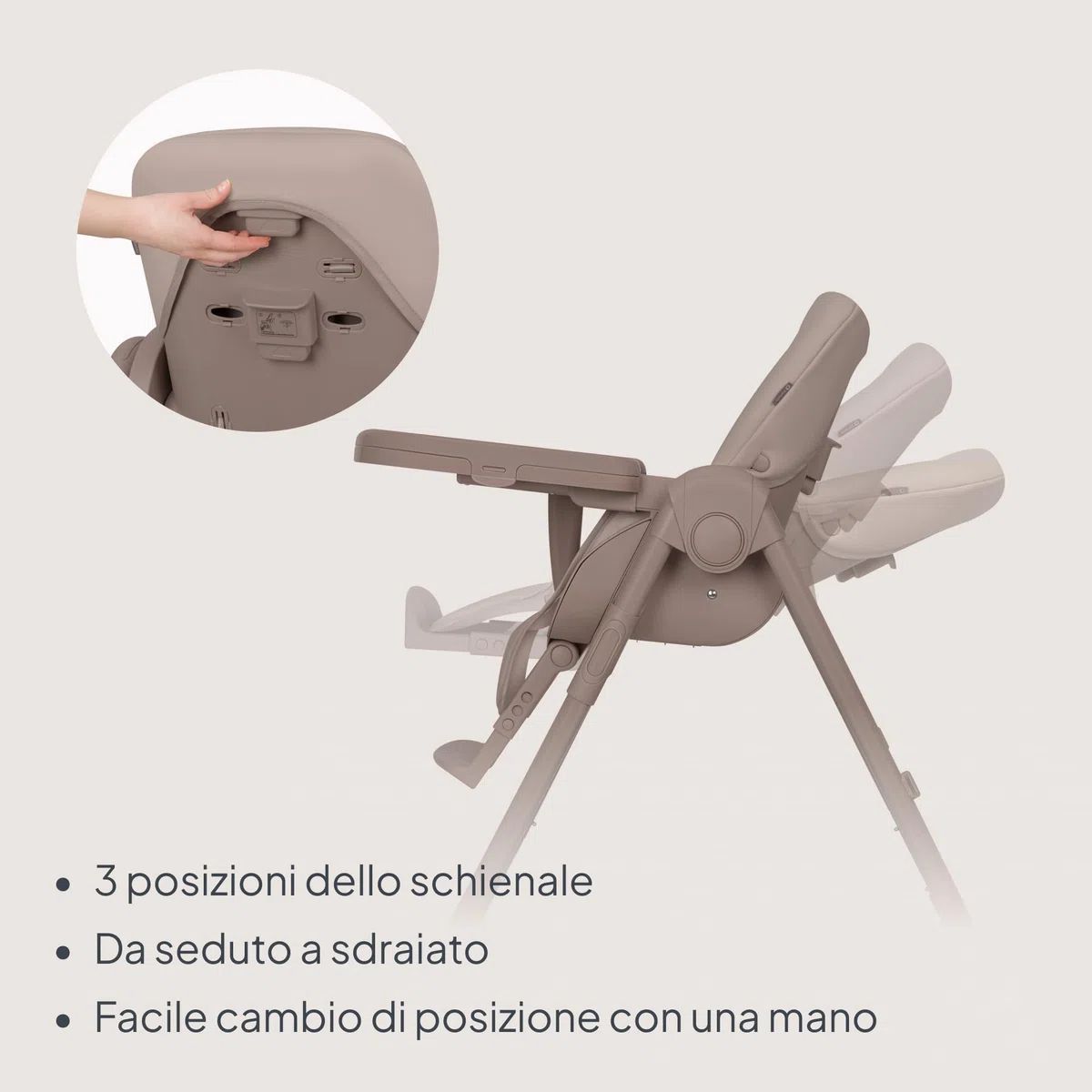 Lionelo Linn Plus Seggiolone Pappa Regolabile 2in1 Fino a 15 kg, Sedia con Funzione Sdraietta Dalla Nascita, Pieghevole, Ruote, Regolazione con una Mano, 6 Altezze, 3 Posizioni, Vassoio Lavastoviglie