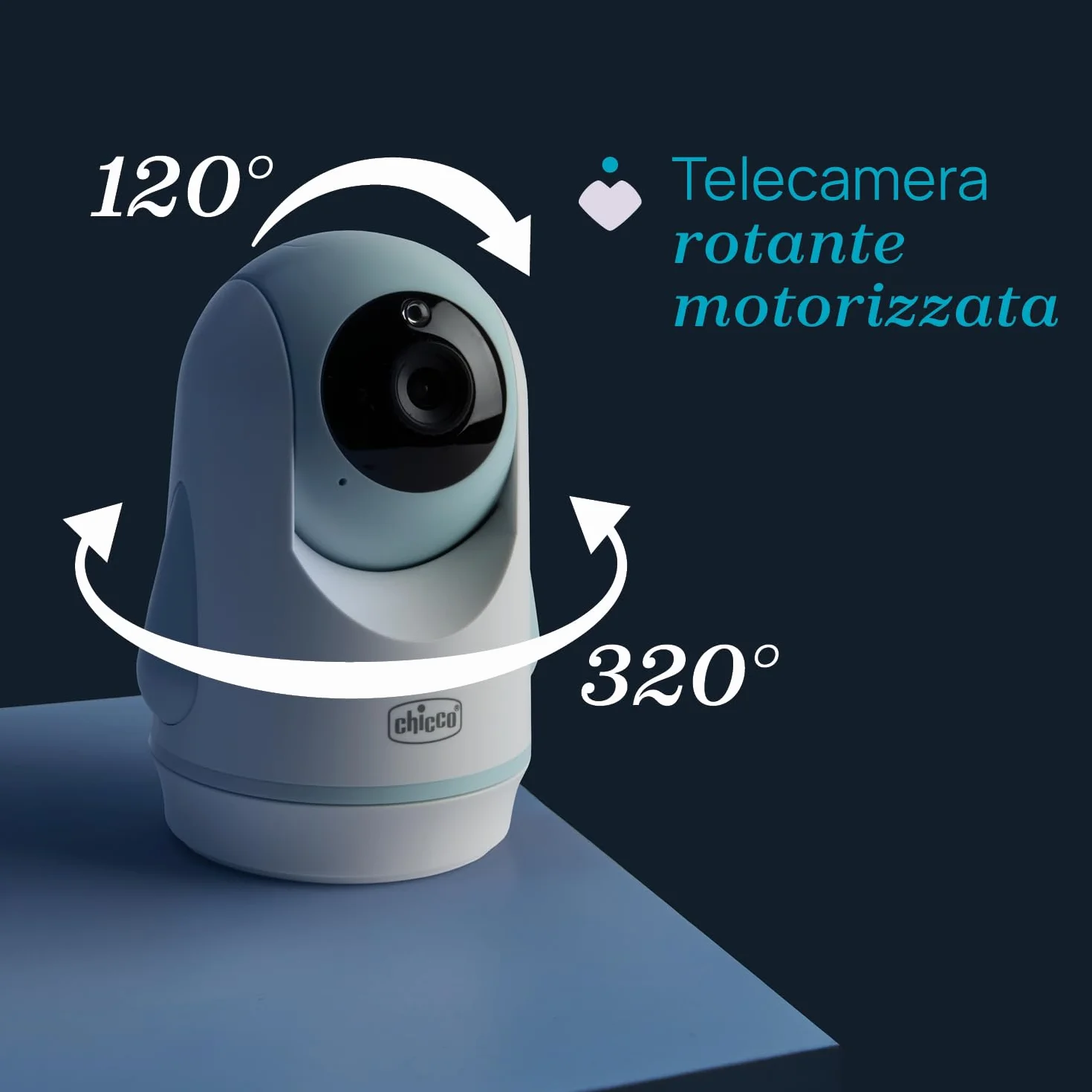 Chicco Baby Monitor Video Evolution 5" Telecamera Rotante Schermo a Colori 220m Termometro Suoni Bianchi No WIFI
