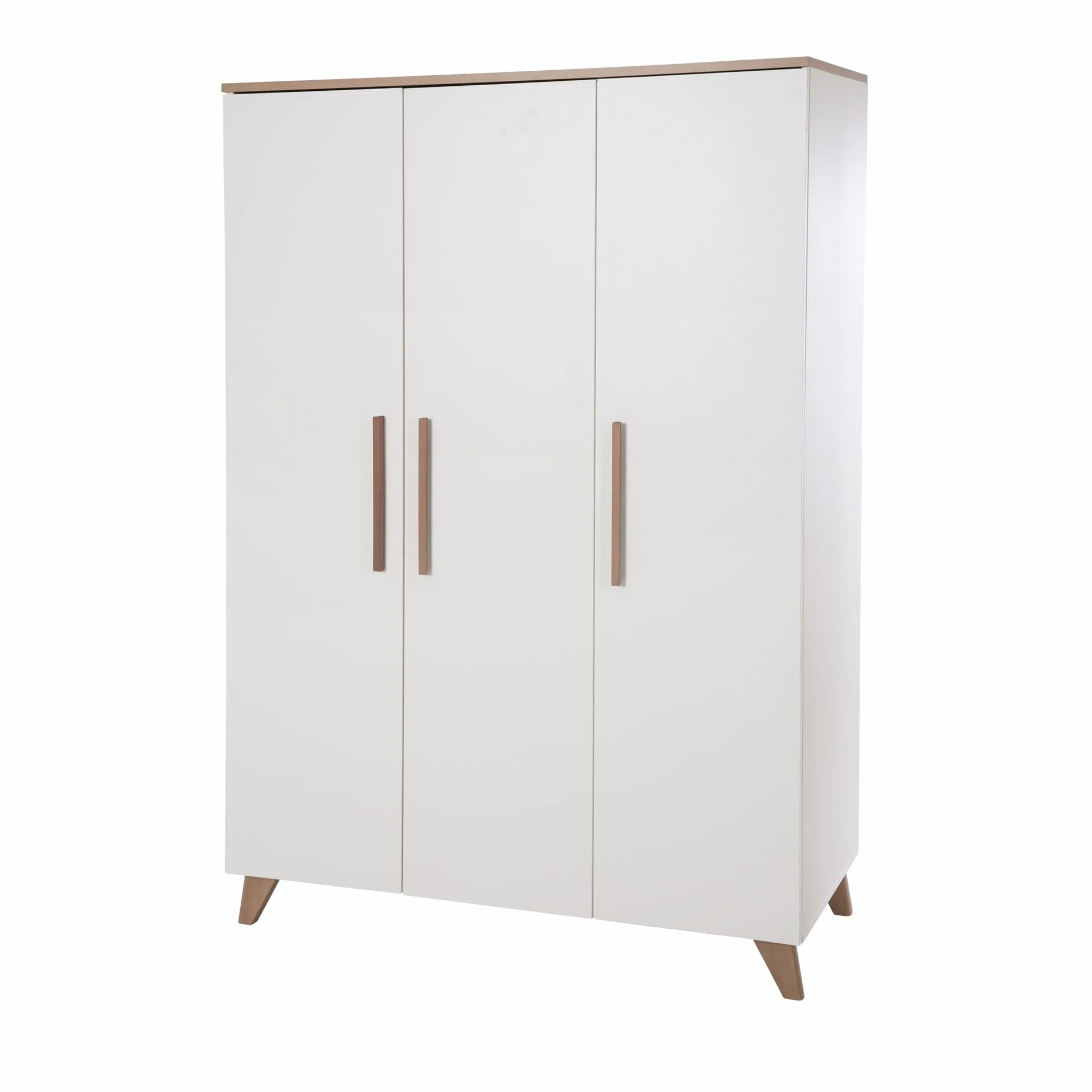 roba Set per cameretta bambini 3 pezzi Lettino 70x140 cm convertibile fasciatoio 3 cassetti armadio bambini Maniglie piedi legno massello Bianco rovere scuro