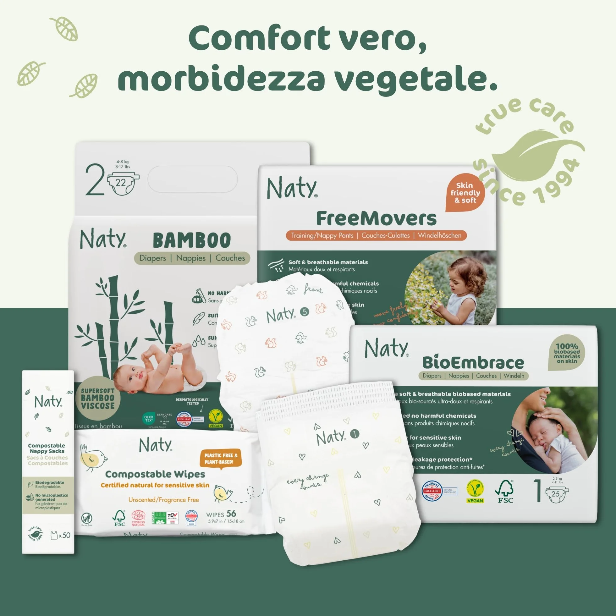 Naty Salviettine per Neonati e Bambini Gettabili nel WC 98% Acqua Ipoallergeniche Naturali 672 pezzi