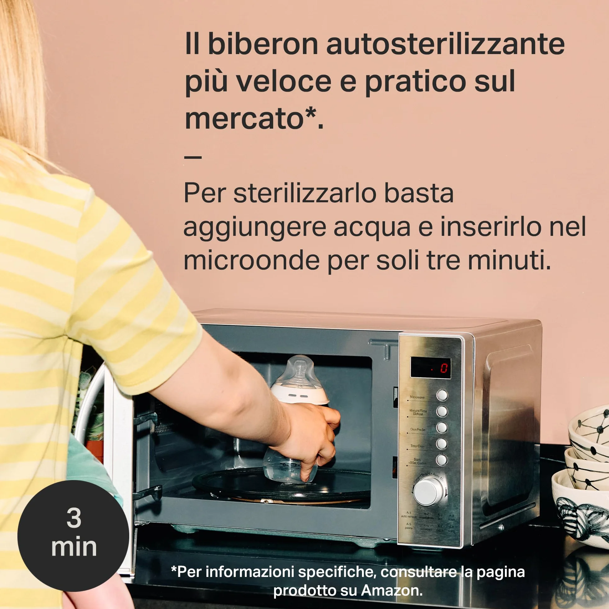 Tommee Tippee biberon anti-colica Natural Start 260ml, con tettarella simile al seno materno, valvola anti-colica, autosterilizzante, 6 pezzi