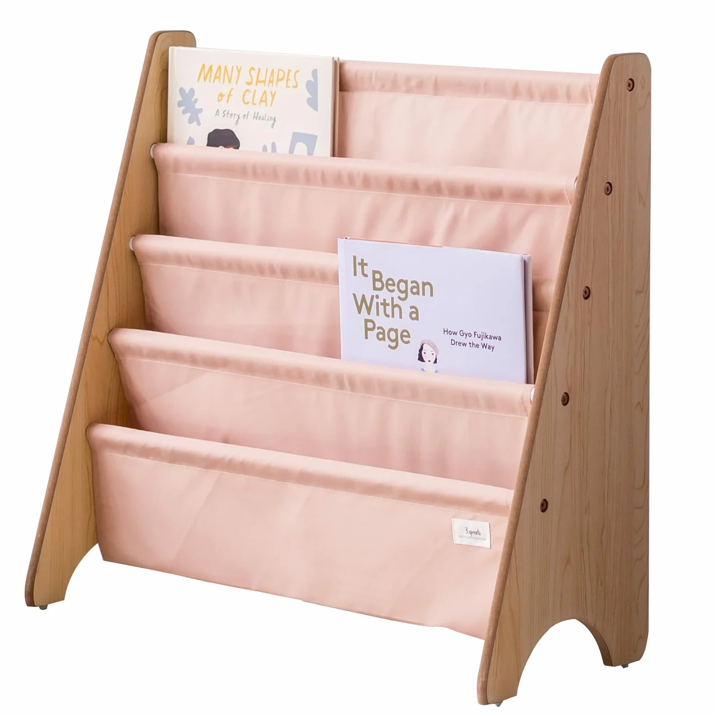 3 Sprouts Libreria Frontale Montessoriana per Bambini, Scaffale in Poliestere Riciclato, 61x63x25,4 cm