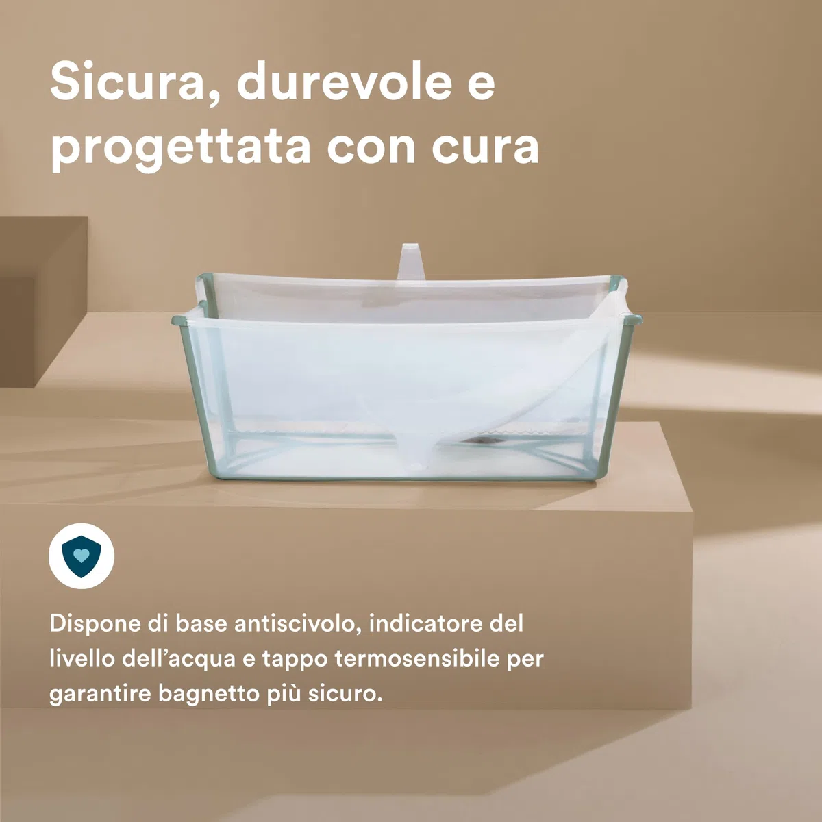 Stokke Flexi Bath (Verde trasparente) con Supporto per neonati - Durevole e Facile da conservare - Comodo da usare a casa o in viaggio - Ideale per neonati fino ai 48 mesi