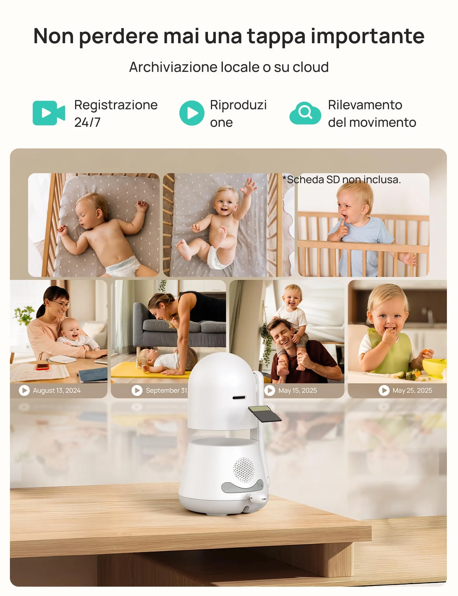 Dr.Care LumiView Plus Baby Monitor WiFi con 2 Telecamere – Schermo 5.5", Telecamera 2K, Modalità Privacy, Batteria Rimovibile 5000mAh, Luce RGB, Allarmi Pianto e Movimento, Visione Notturna HD