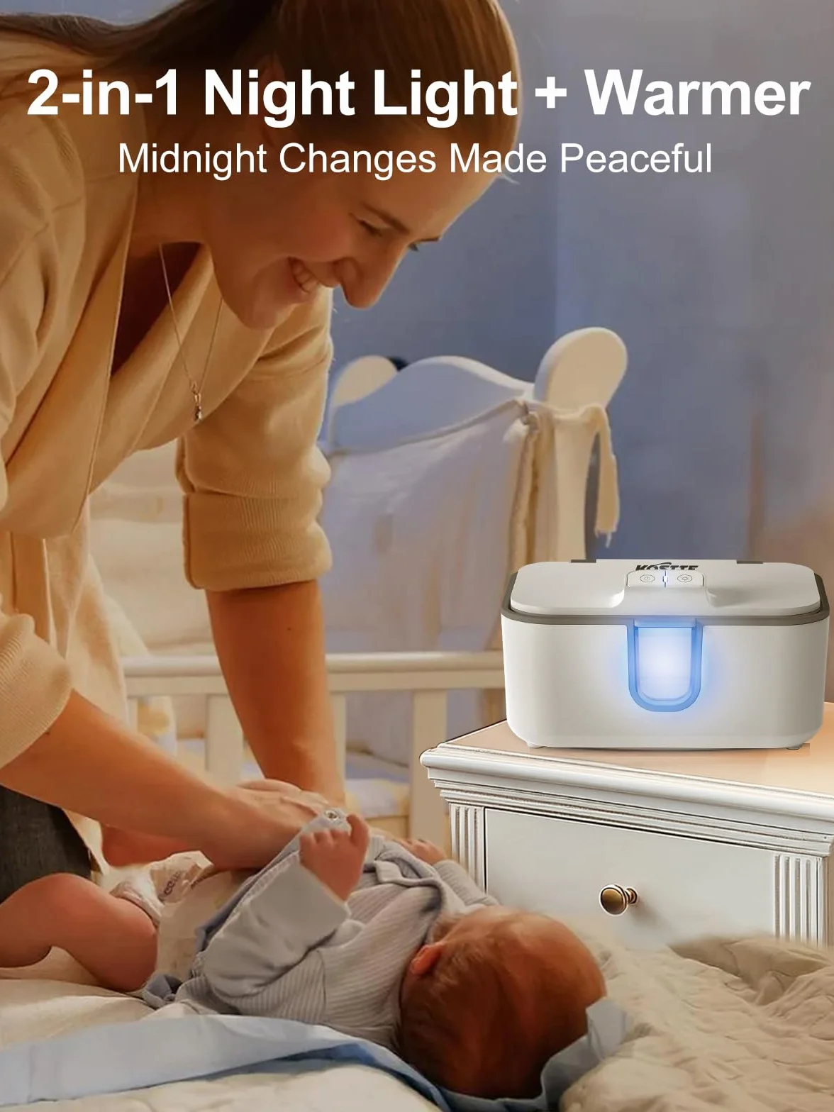 Dispenser salviette grande capacità riscaldante luce notturna bianco
