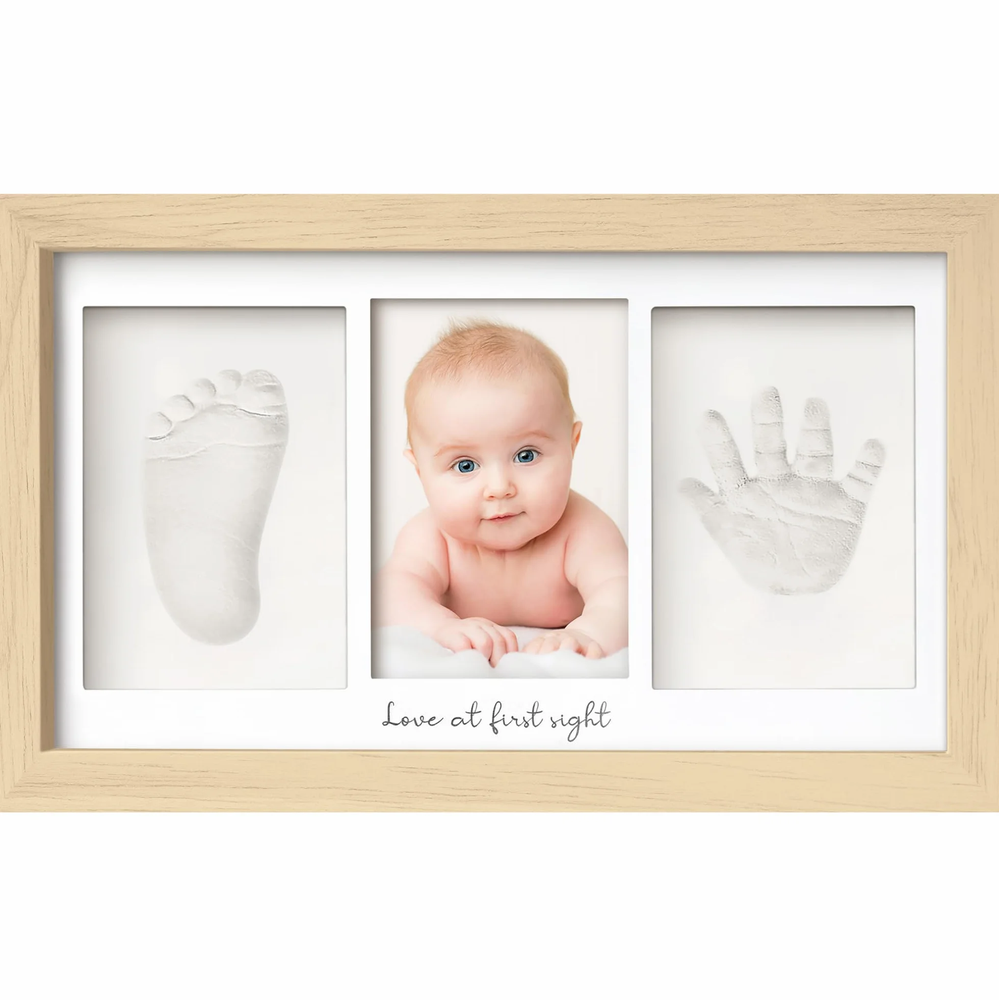 KeaBabies Bambino Impronta di mano Ricordo Kit - Cornice per foto con stampe per neonati - Kit artistici con memoria della scuola materna - Baby doccia Cornici per ragazze, ragazzi (Ash Wood)