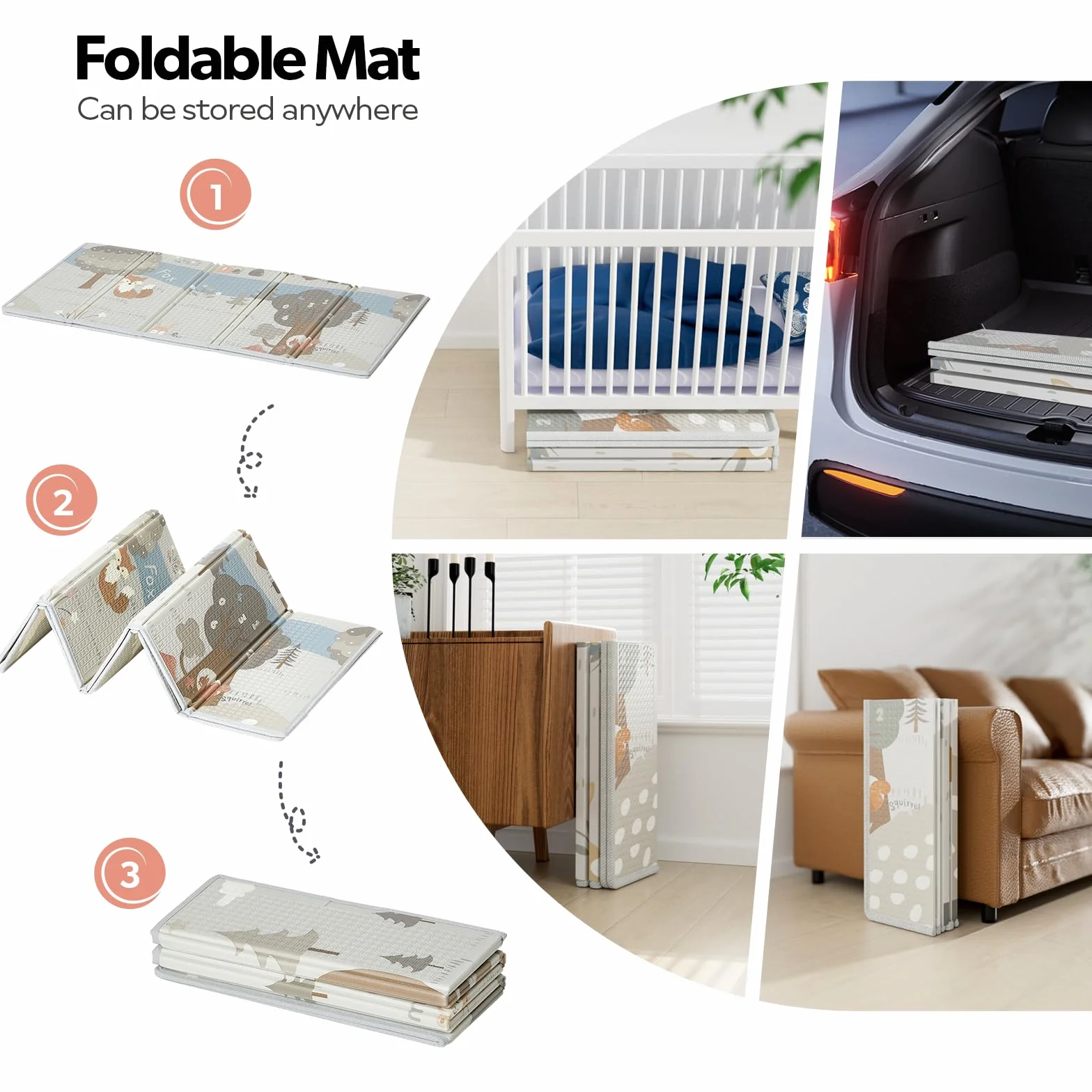 Fodoss box recinto morbido per bambini, neonato, 120x120cm, con Rete Traspirante Sui Quattro Lati e Ventose-beige